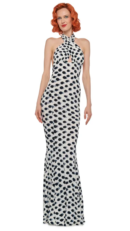 CROSS HALTER FISHTAIL GOWN sold by Norma Kamali