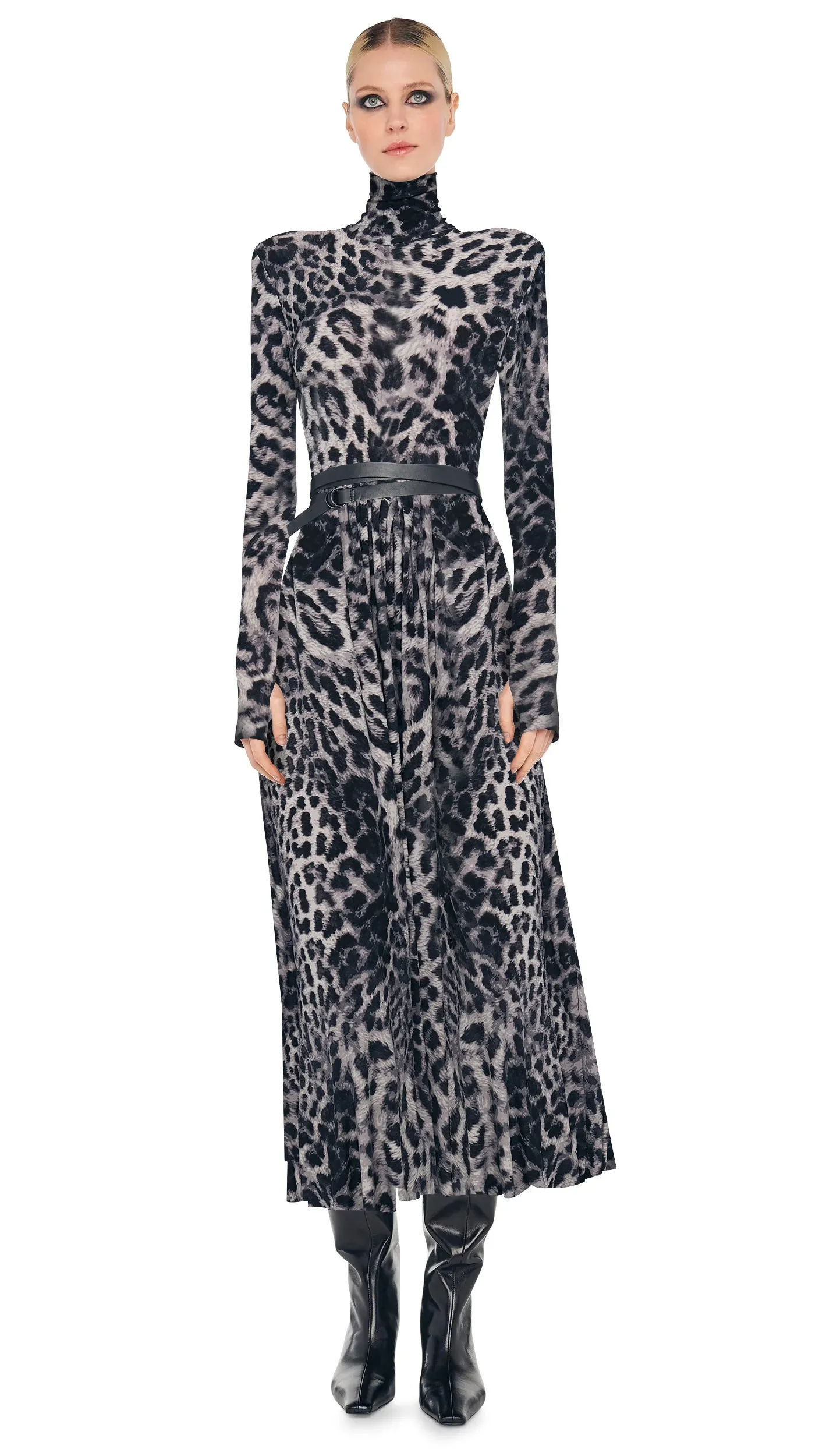 LS SHOULDER PAD TURTLE FLARED DRESS TO MIDCALF sold by Norma Kamali