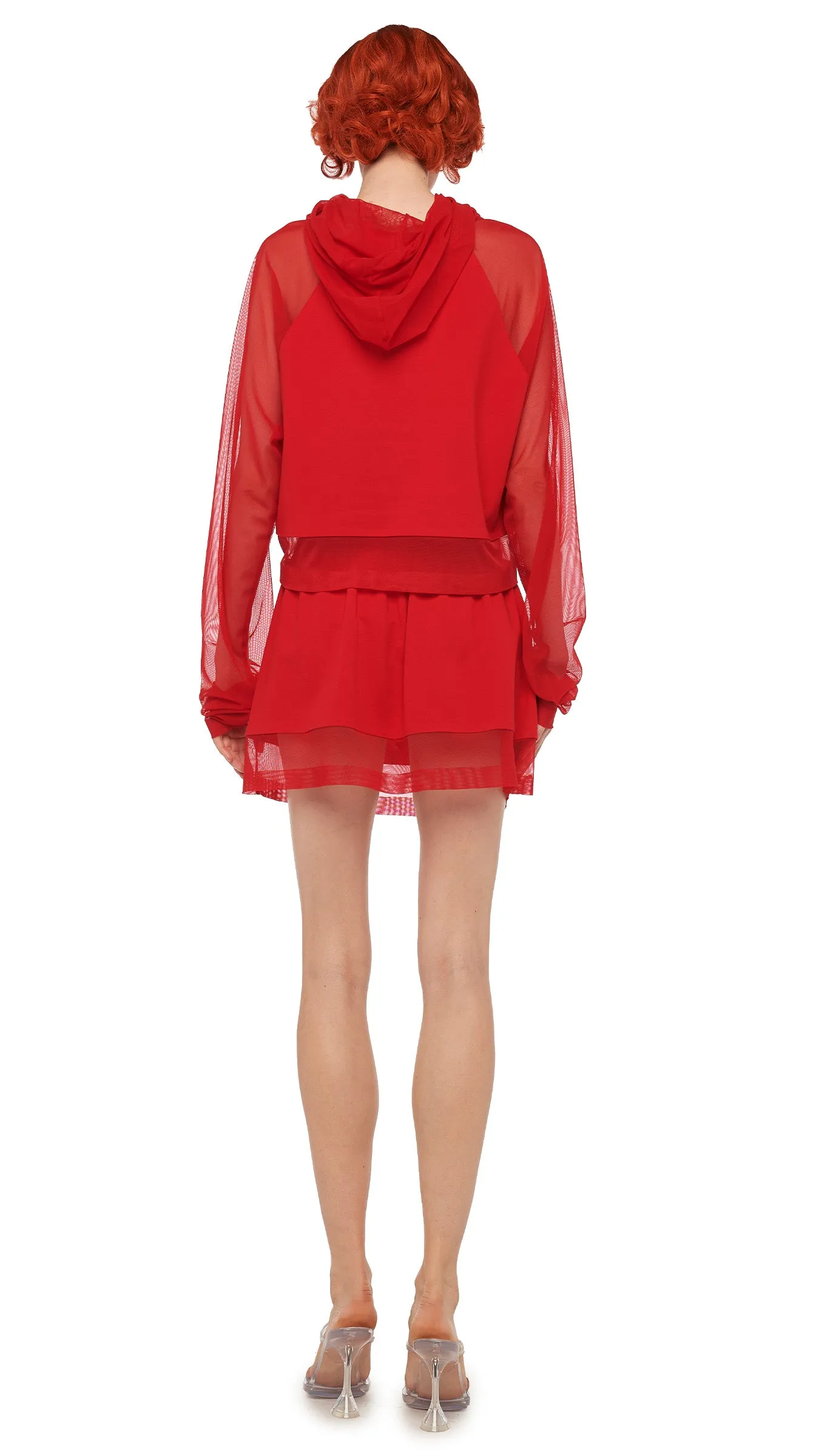 OVERSIZED RAGLAN SLEEVE HOODED CROPPED TOP W/ MESH sold by Norma Kamali product image thumbnail 3