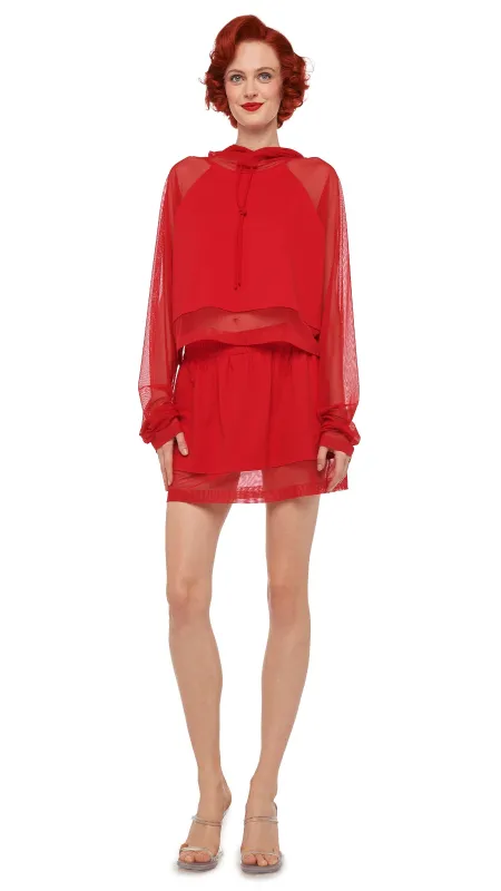 OVERSIZED RAGLAN SLEEVE HOODED CROPPED TOP W/ MESH made by Sweats