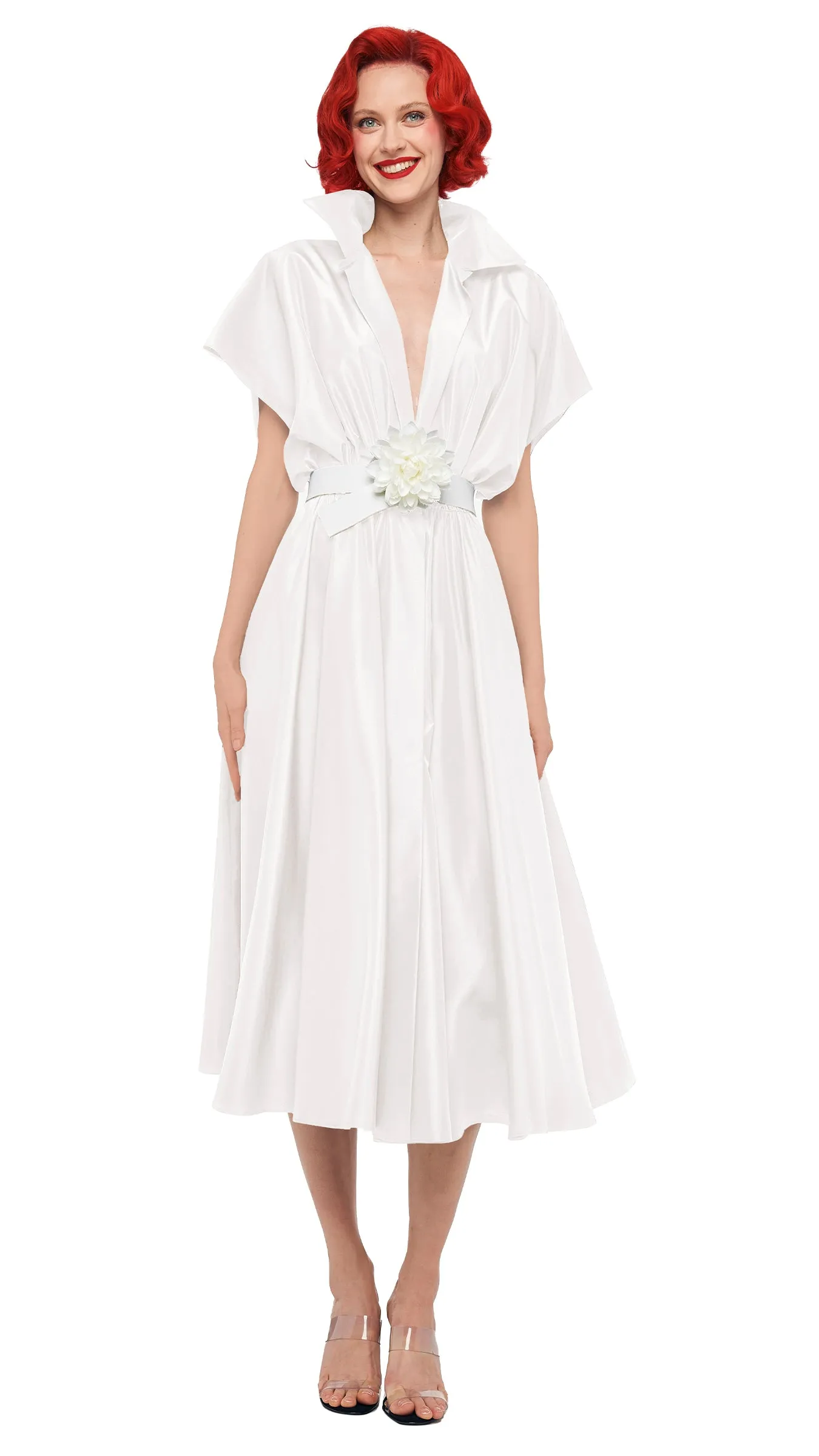 SUPER OS SLEEVELESS BF NK SHIRT FLARED DRESS sold by Norma Kamali