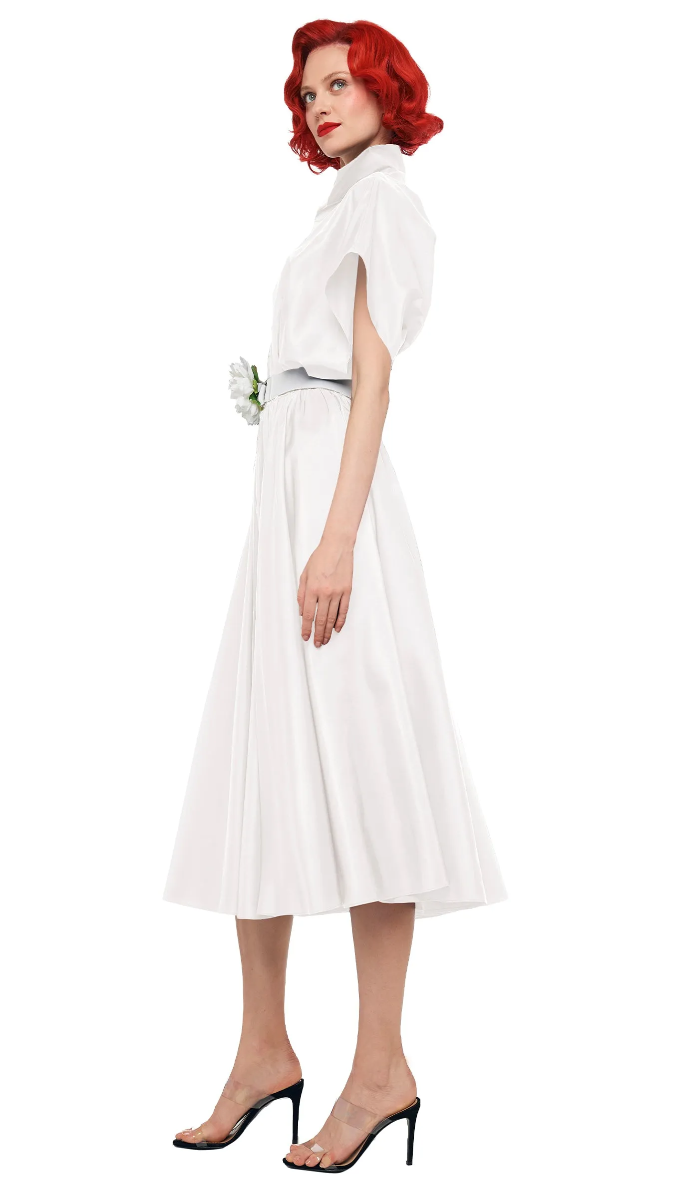 SUPER OS SLEEVELESS BF NK SHIRT FLARED DRESS sold by Norma Kamali product image thumbnail 3