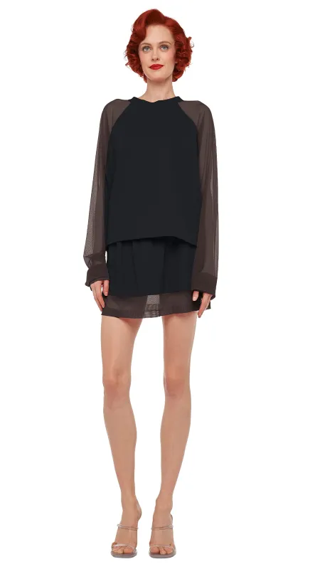 BOYFRIEND MINI SKIRT W/ MESH sold by Norma Kamali