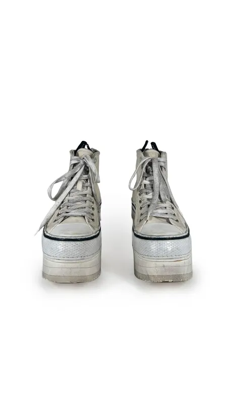R13 COURTNEY DISTRESSED PLATFORM SNEAKER made by Norma Kamali