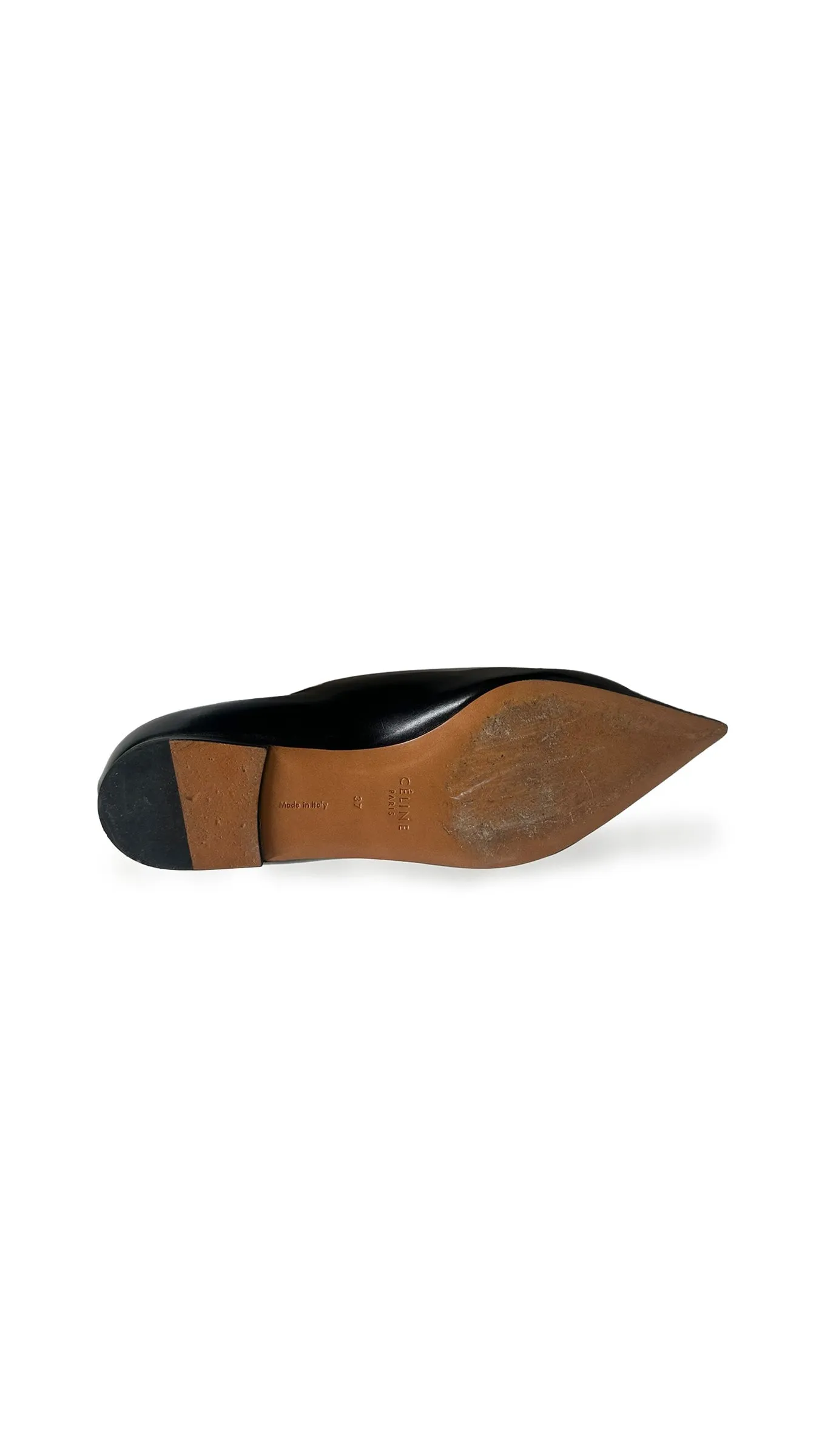 CELINE BLACK LEATHER V NECK BALLET FLATS sold by Norma Kamali product image thumbnail 5