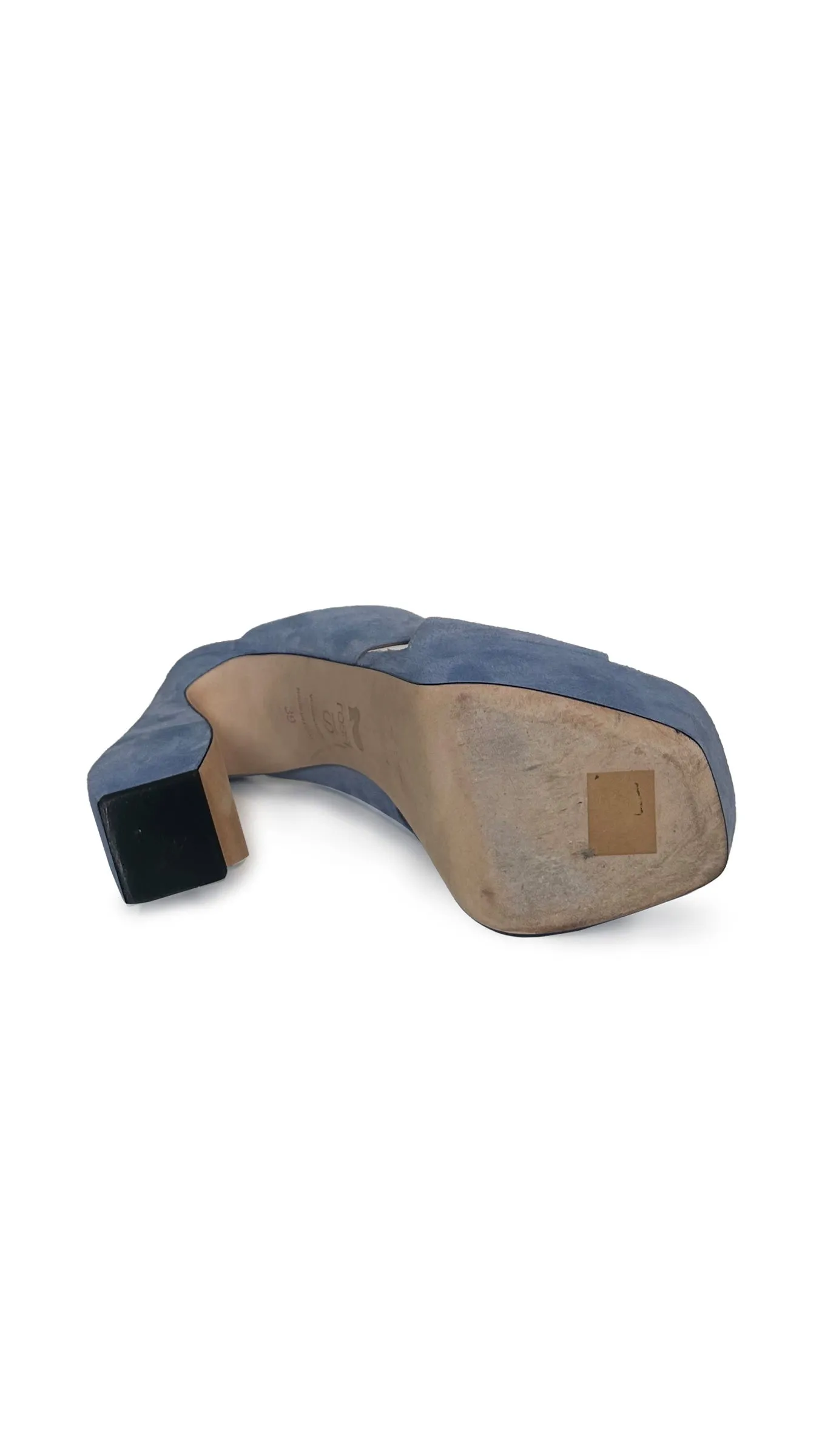 SI ROSSI SUEDE SLIP ON OPEN TOE PLATFORM SANDAL sold by Norma Kamali product image thumbnail 4