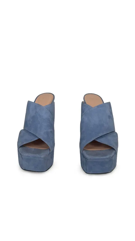 SI ROSSI SUEDE SLIP ON OPEN TOE PLATFORM SANDAL sold by Norma Kamali