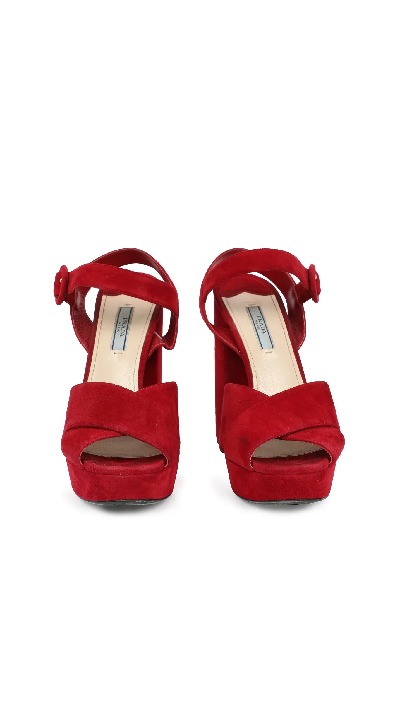 PRADA SUEDE PLATFORM SANDAL sold by Norma Kamali