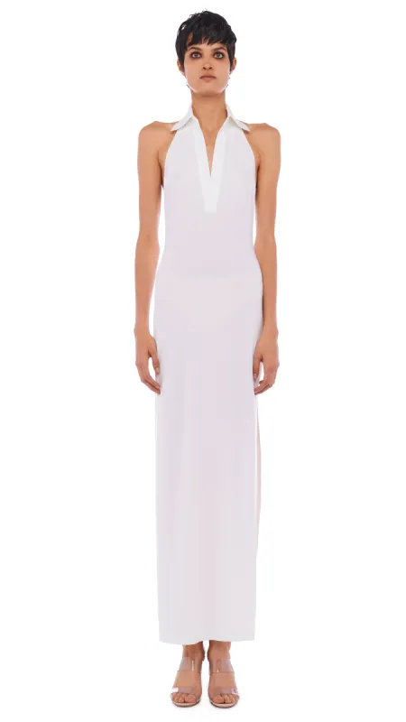 HALTER NK SHIRT SIDE SLIT GOWN sold by Norma Kamali