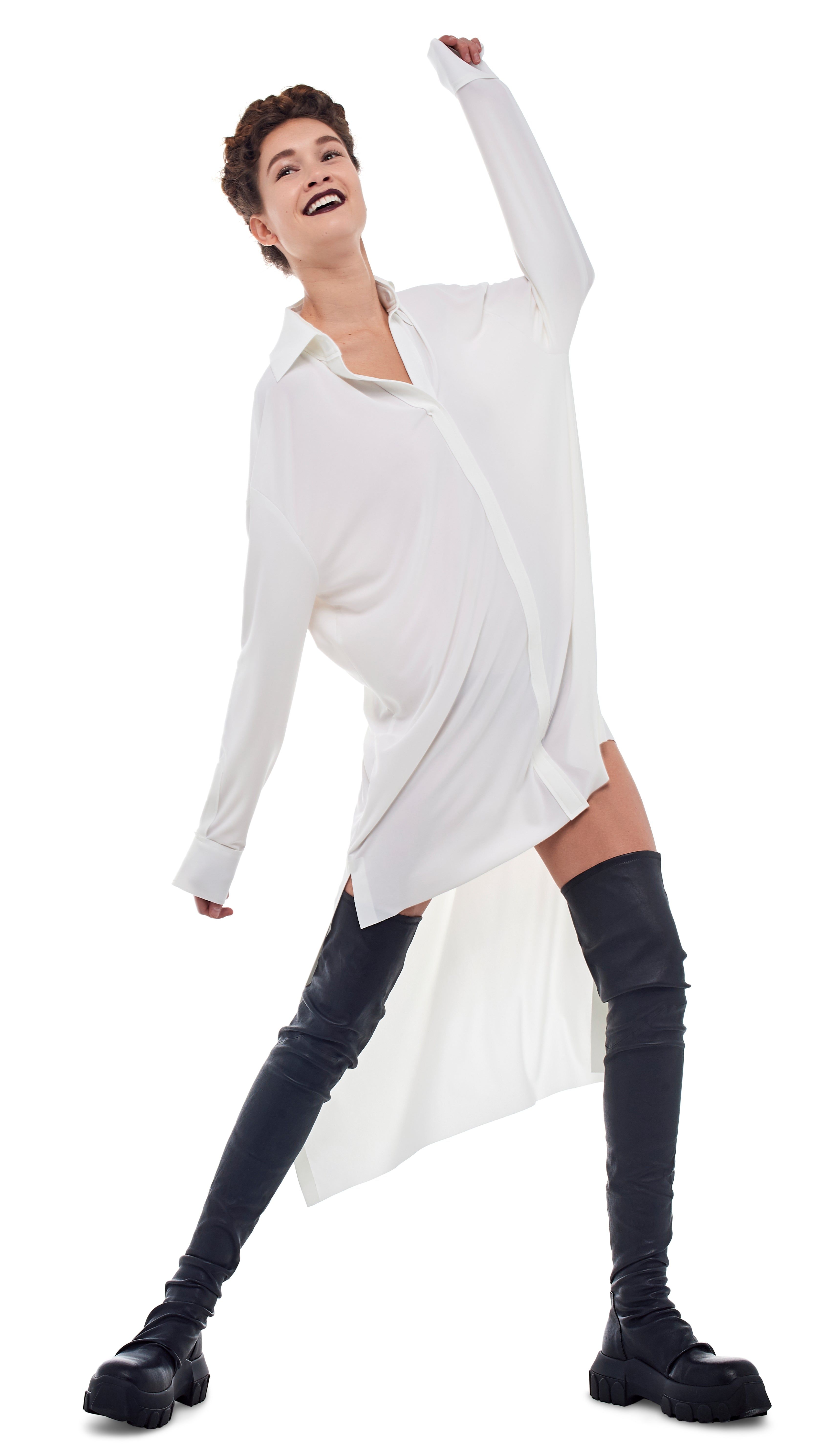 HI LOW OVERSIZED BF NK SHIRT sold by Norma Kamali product image thumbnail 5