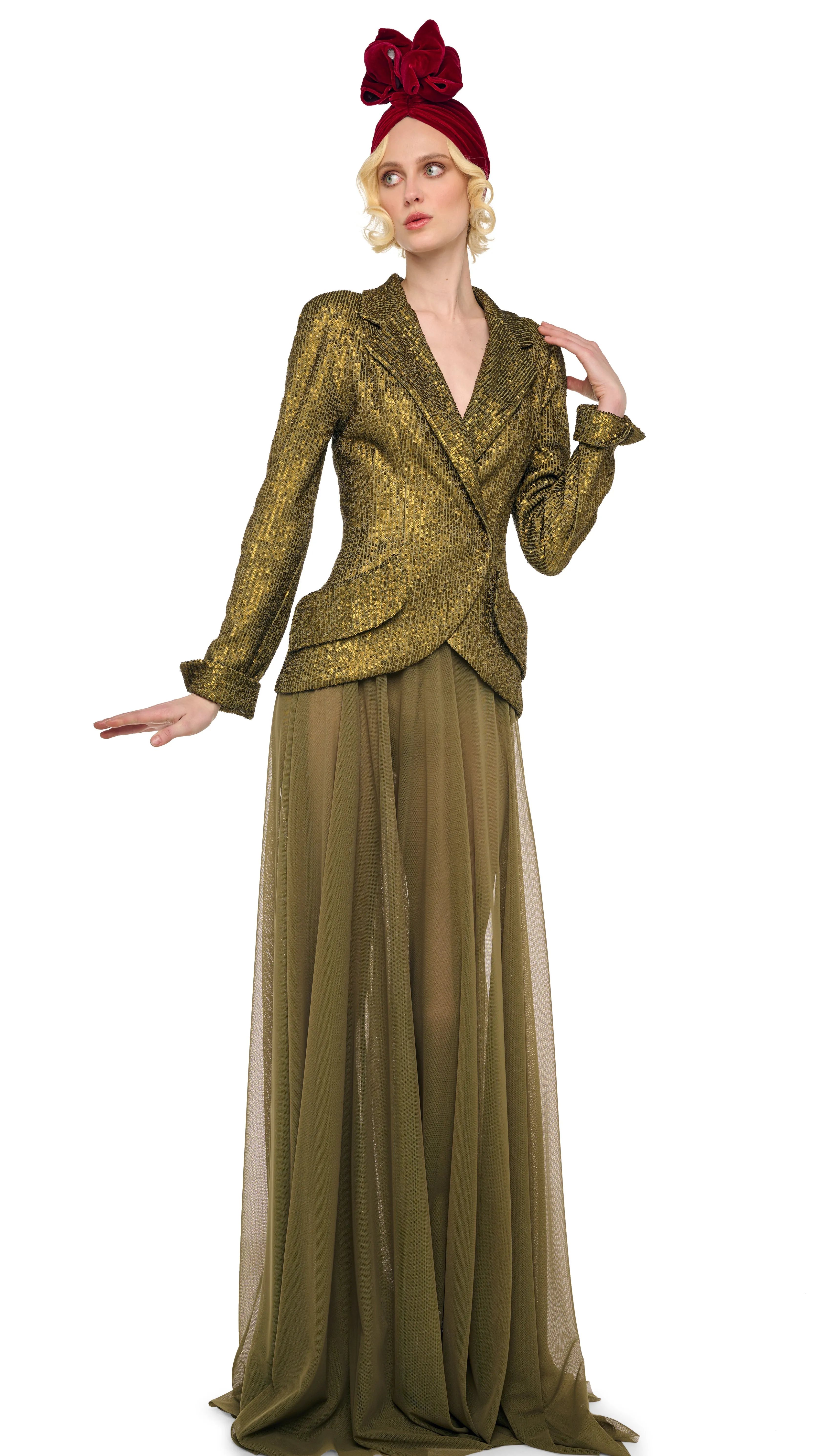 FLARED SKIRT TO FLOOR W/ LEGGING W/ FOOTIE sold by Norma Kamali product image thumbnail 4