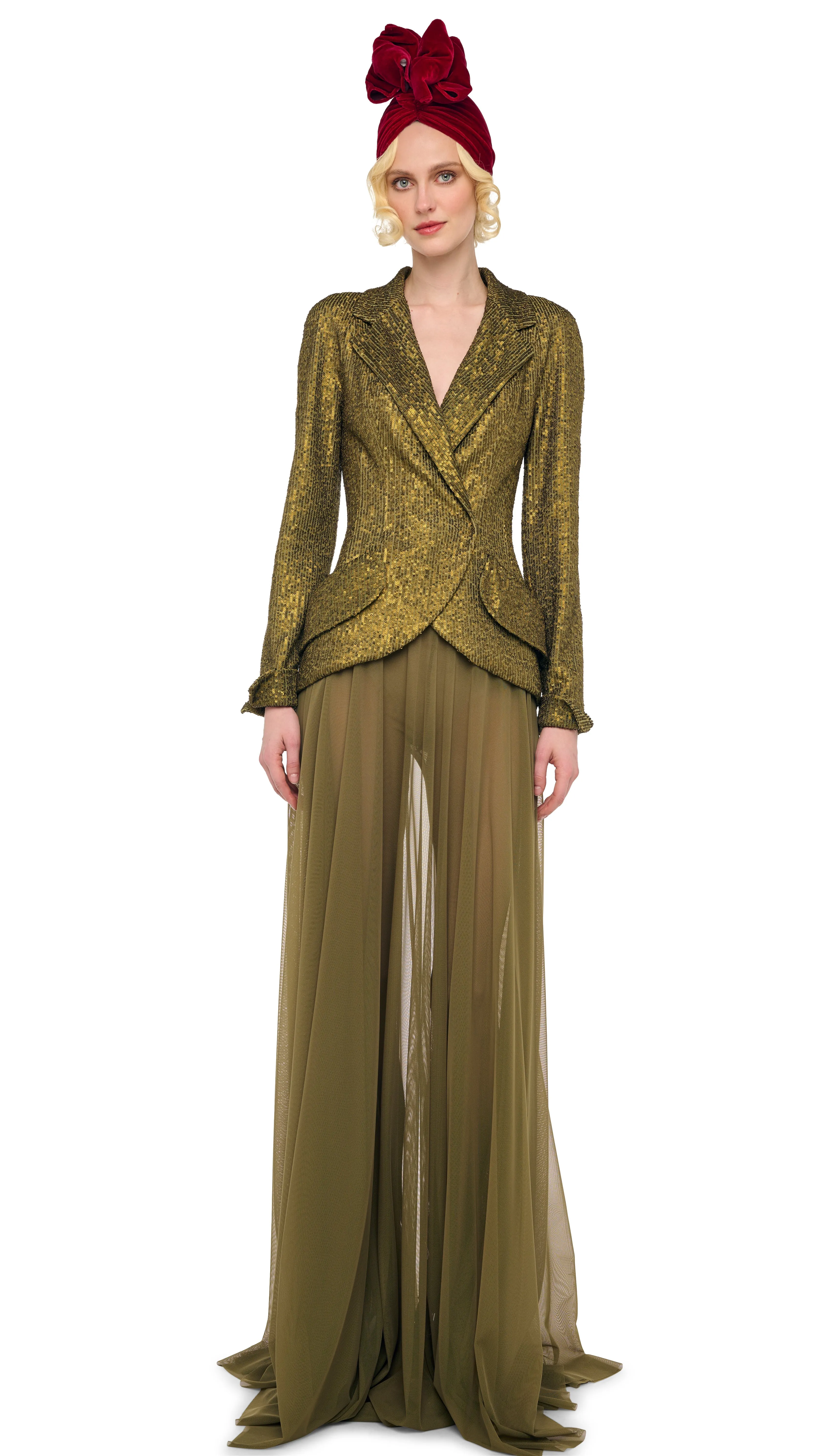 FLARED SKIRT TO FLOOR W/ LEGGING W/ FOOTIE sold by Norma Kamali