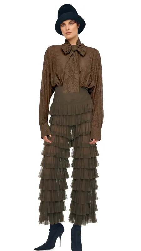 SUPER OVERSIZED BF NK SHIRT BODYSUIT W/ BOW sold by Norma Kamali