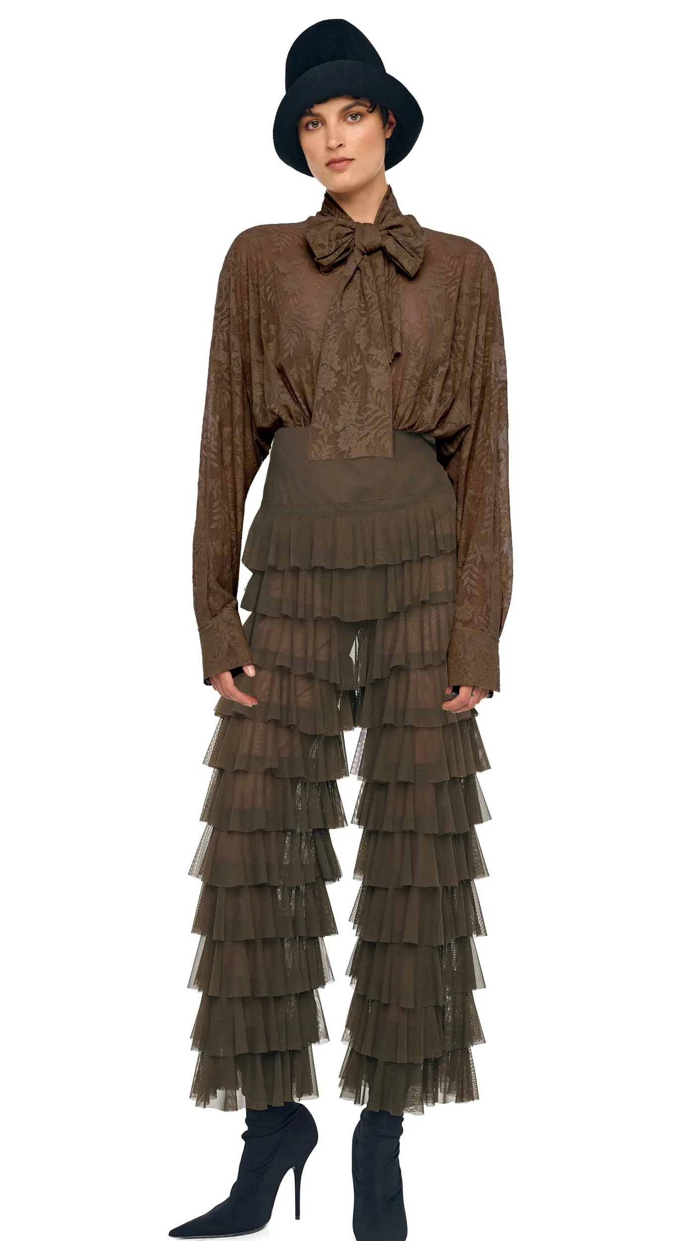 SUPER OVERSIZED BF NK SHIRT BODYSUIT W/ BOW sold by Norma Kamali