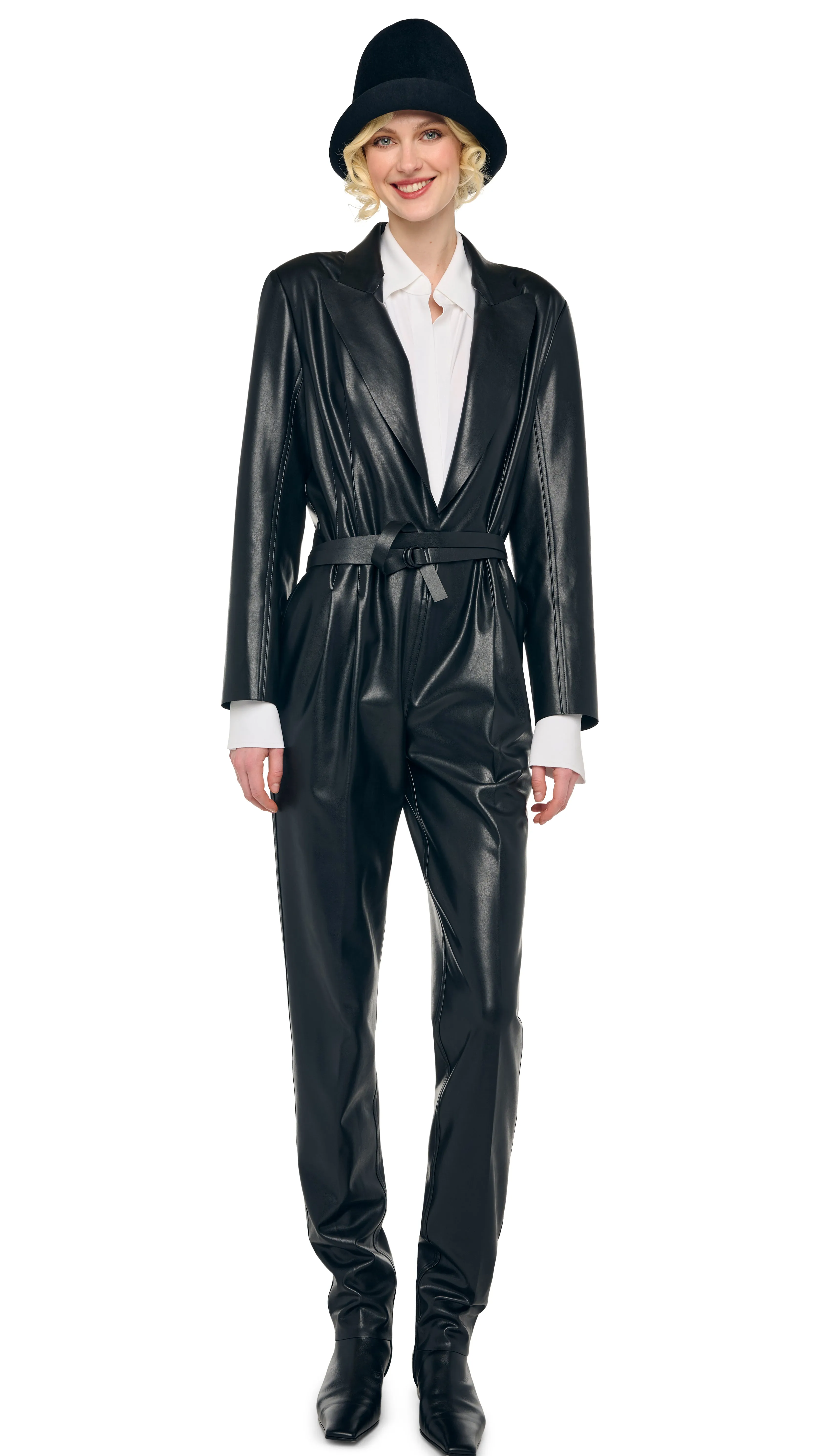 EASY FIT SINGLE BREASTED TAPERED LEG JUMPSUIT sold by Norma Kamali