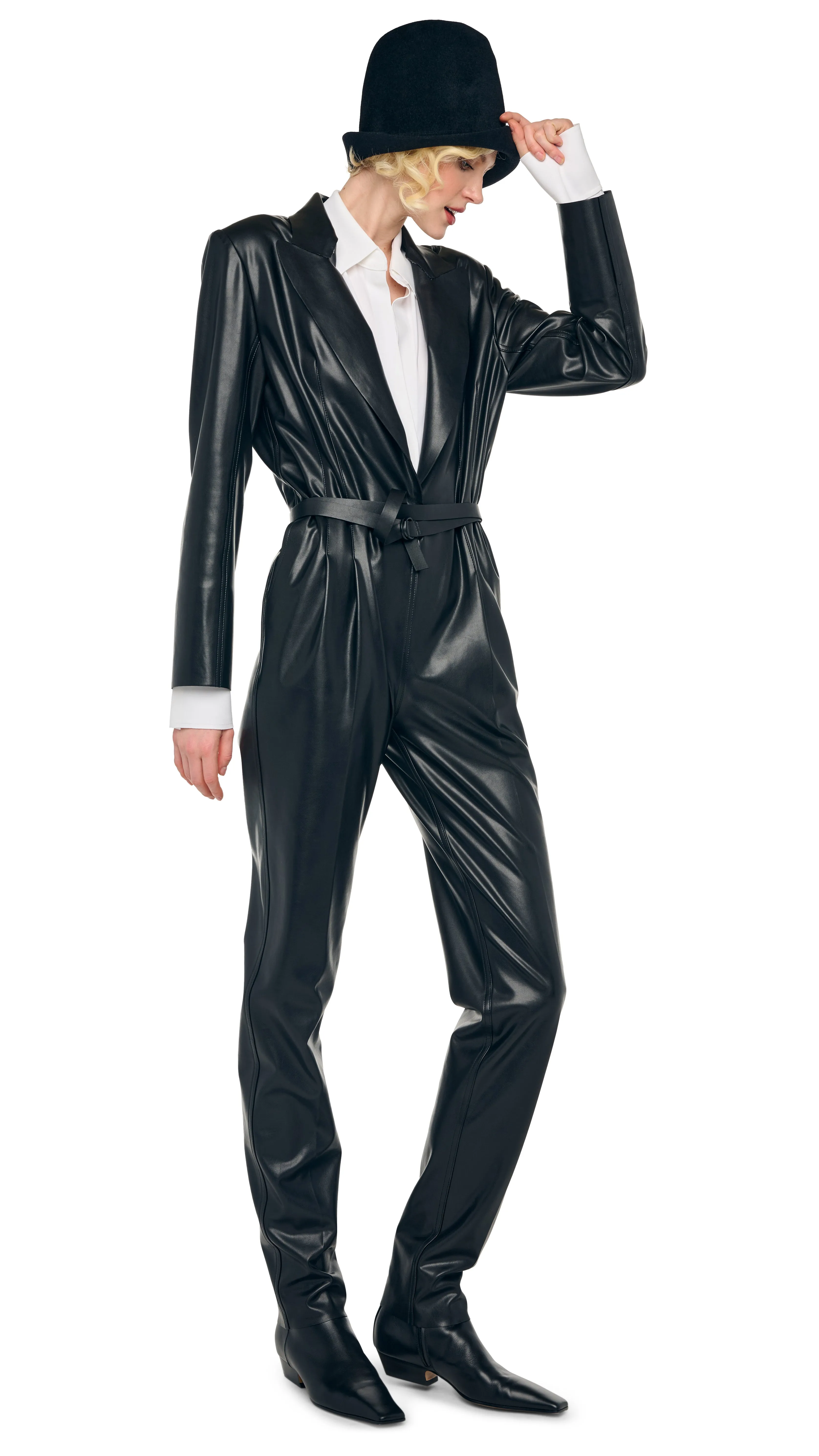 EASY FIT SINGLE BREASTED TAPERED LEG JUMPSUIT sold by Norma Kamali product image thumbnail 5