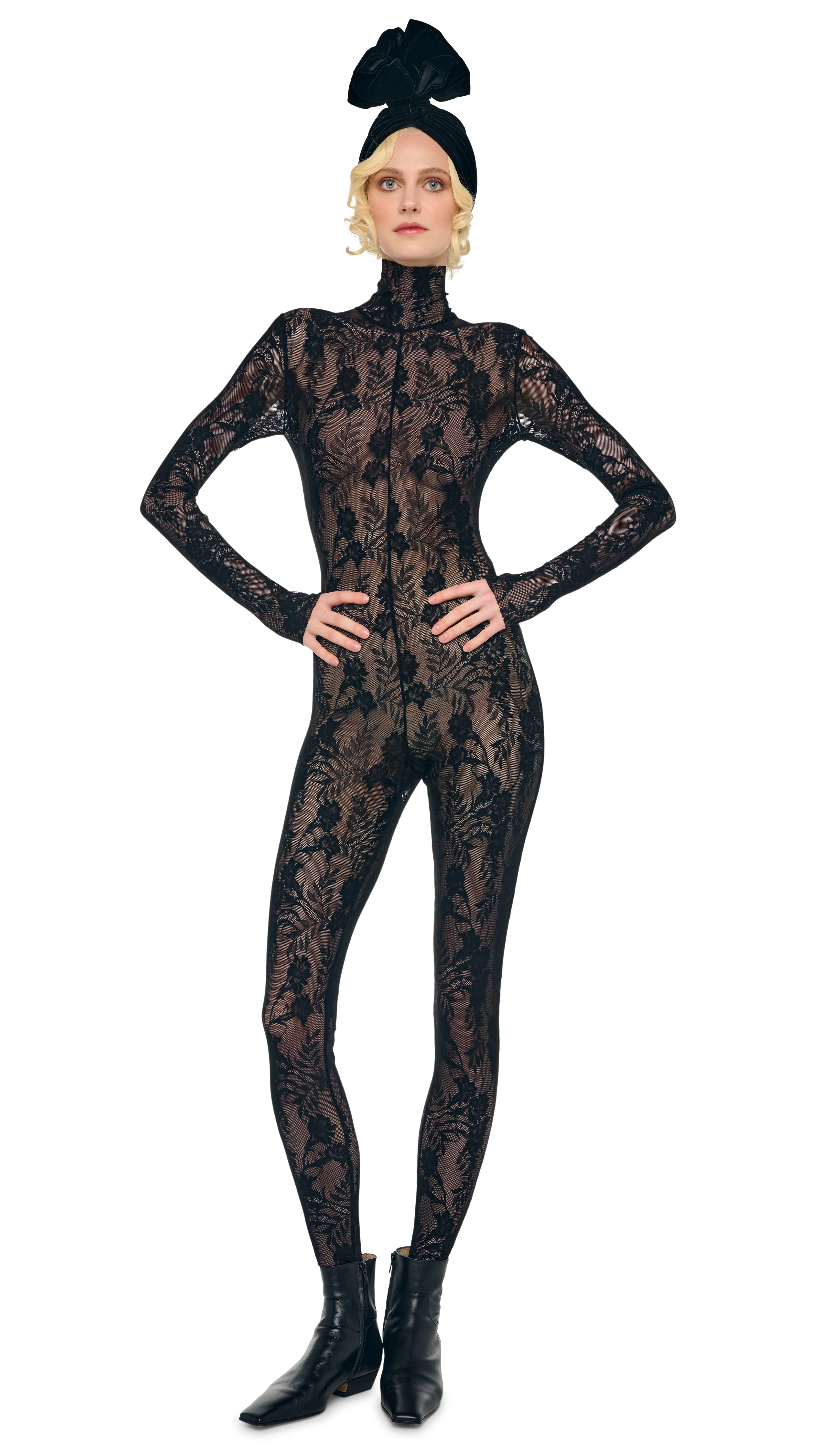 LONG SLEEVE SLIM FIT TURTLE CATSUIT W/ FOOTIE sold by Norma Kamali product image thumbnail 4