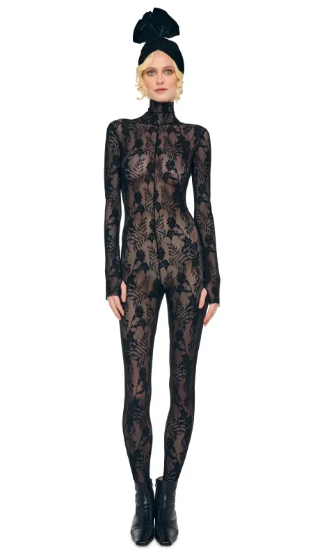 LONG SLEEVE SLIM FIT TURTLE CATSUIT W/ FOOTIE sold by Norma Kamali