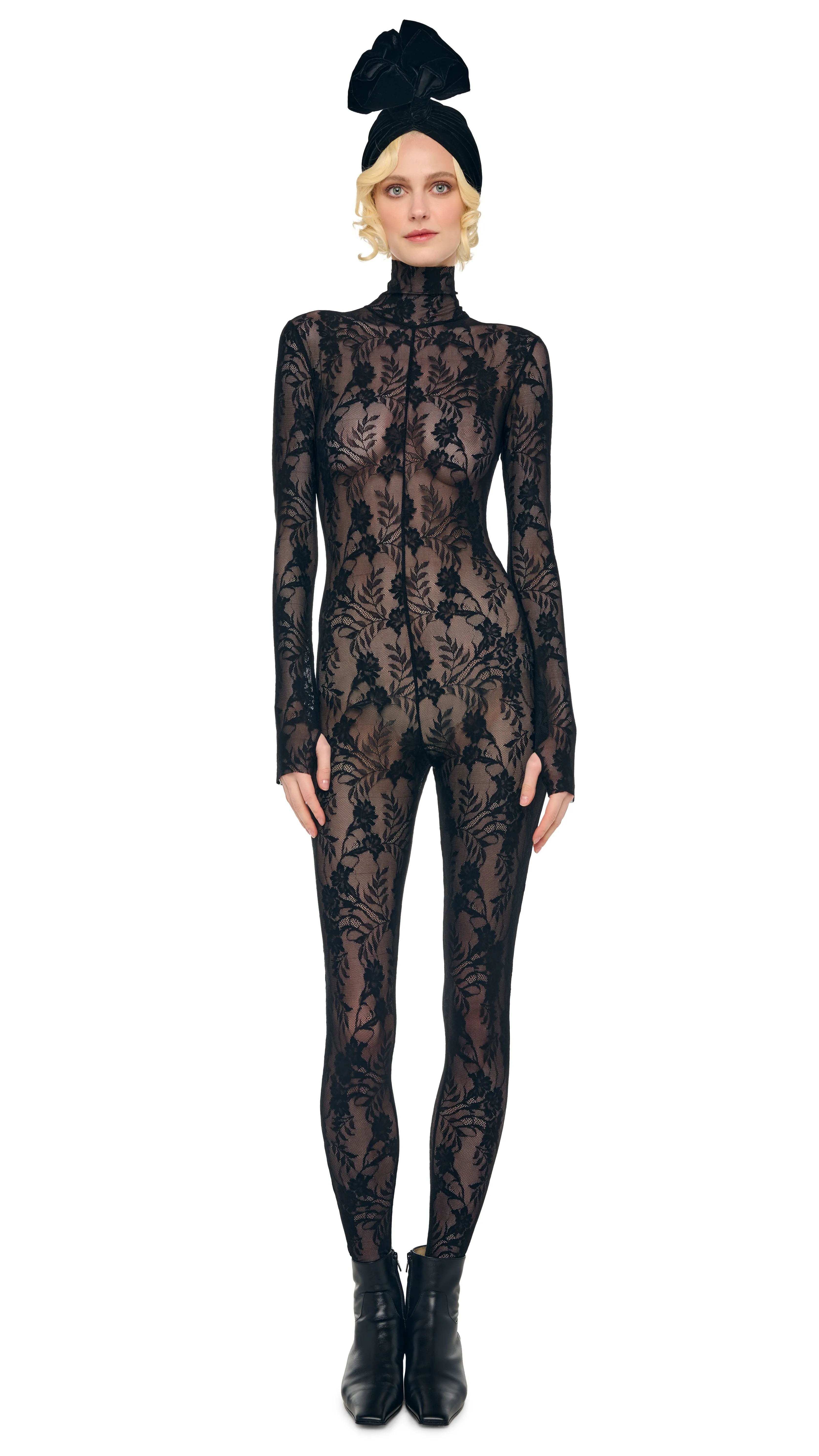 LONG SLEEVE SLIM FIT TURTLE CATSUIT W/ FOOTIE sold by Norma Kamali