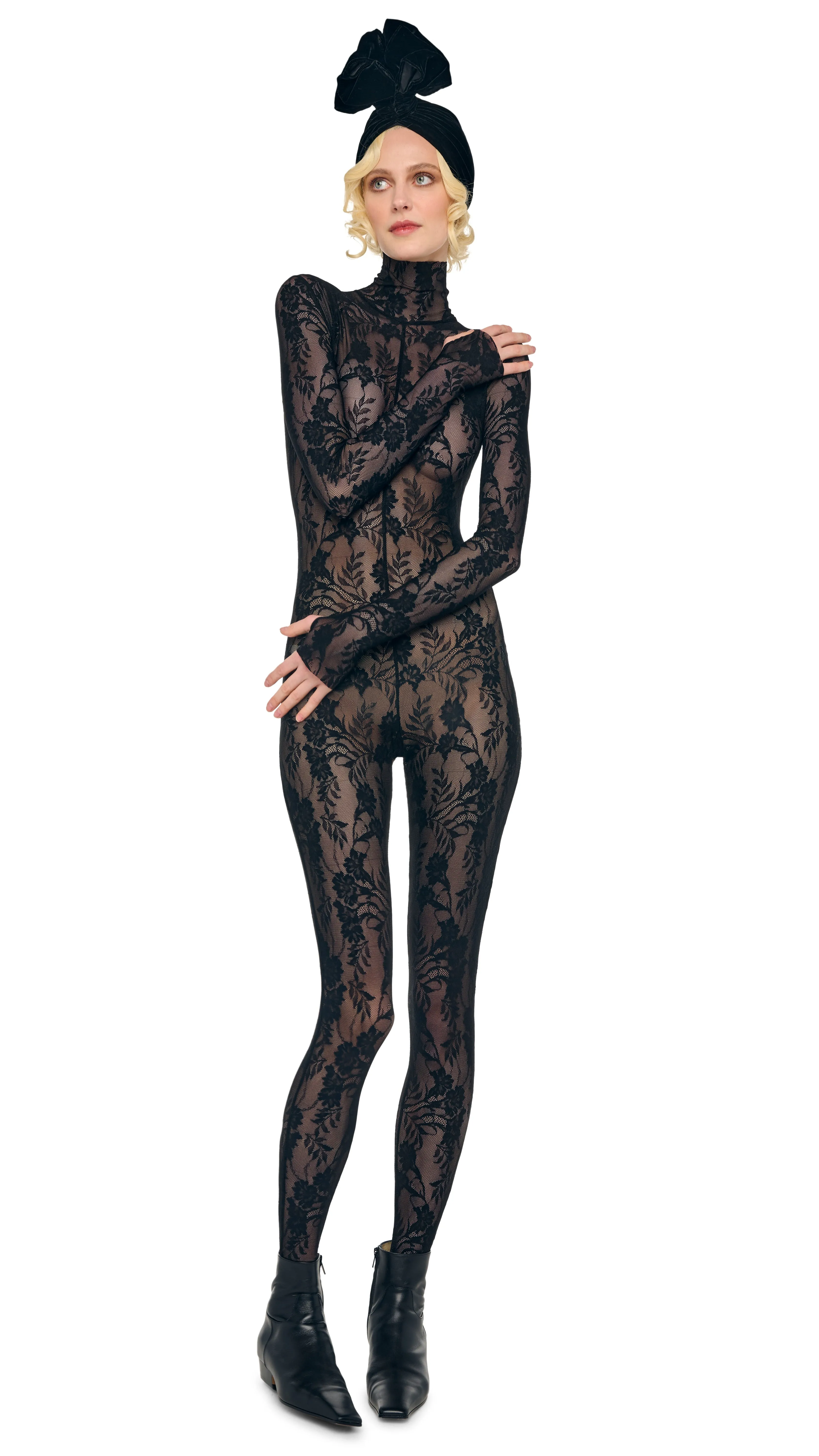 LONG SLEEVE SLIM FIT TURTLE CATSUIT W/ FOOTIE sold by Norma Kamali product image thumbnail 5