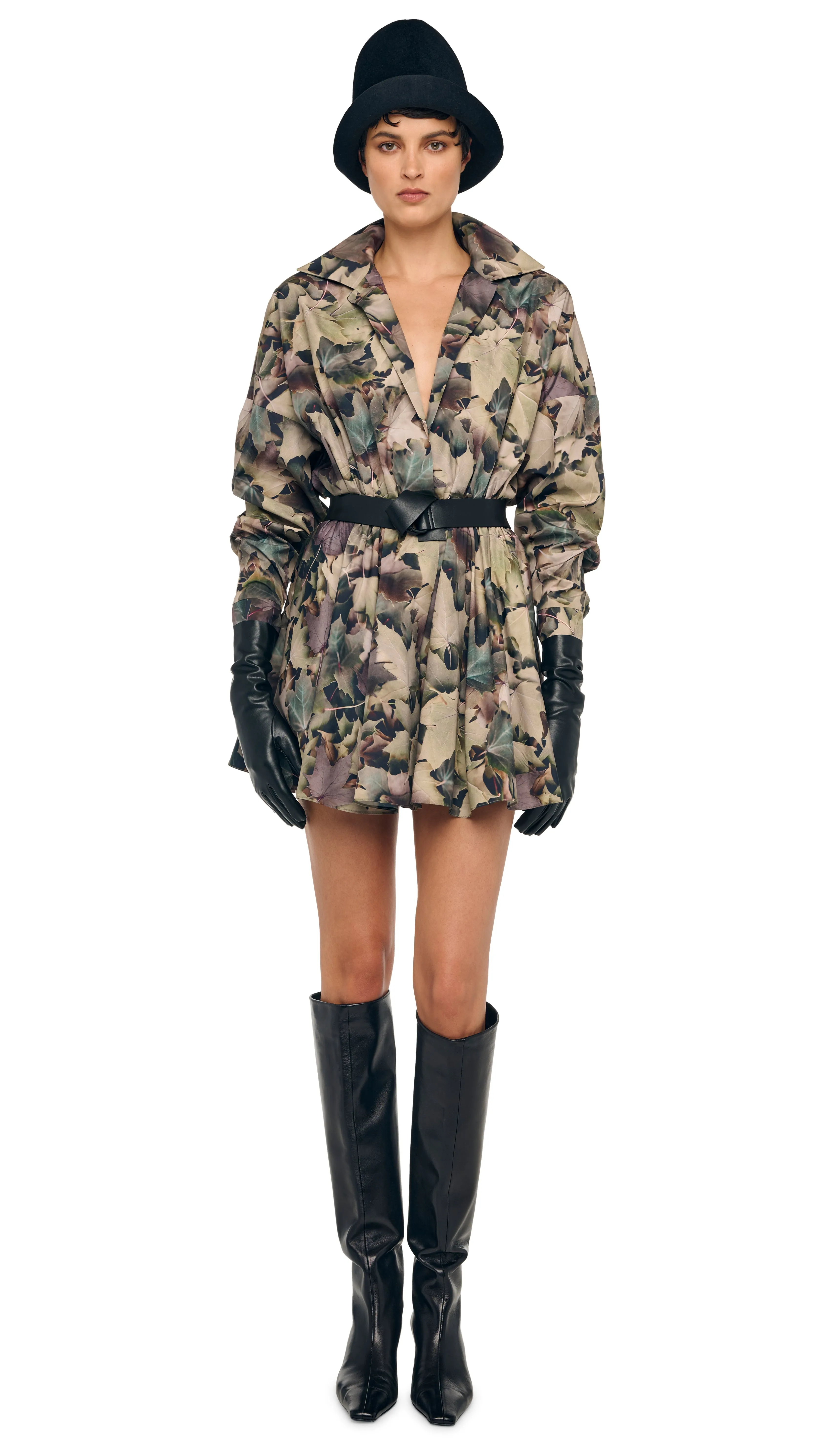 SUPER OS BF NK SHIRT FLARED MINI DRESS sold by Norma Kamali