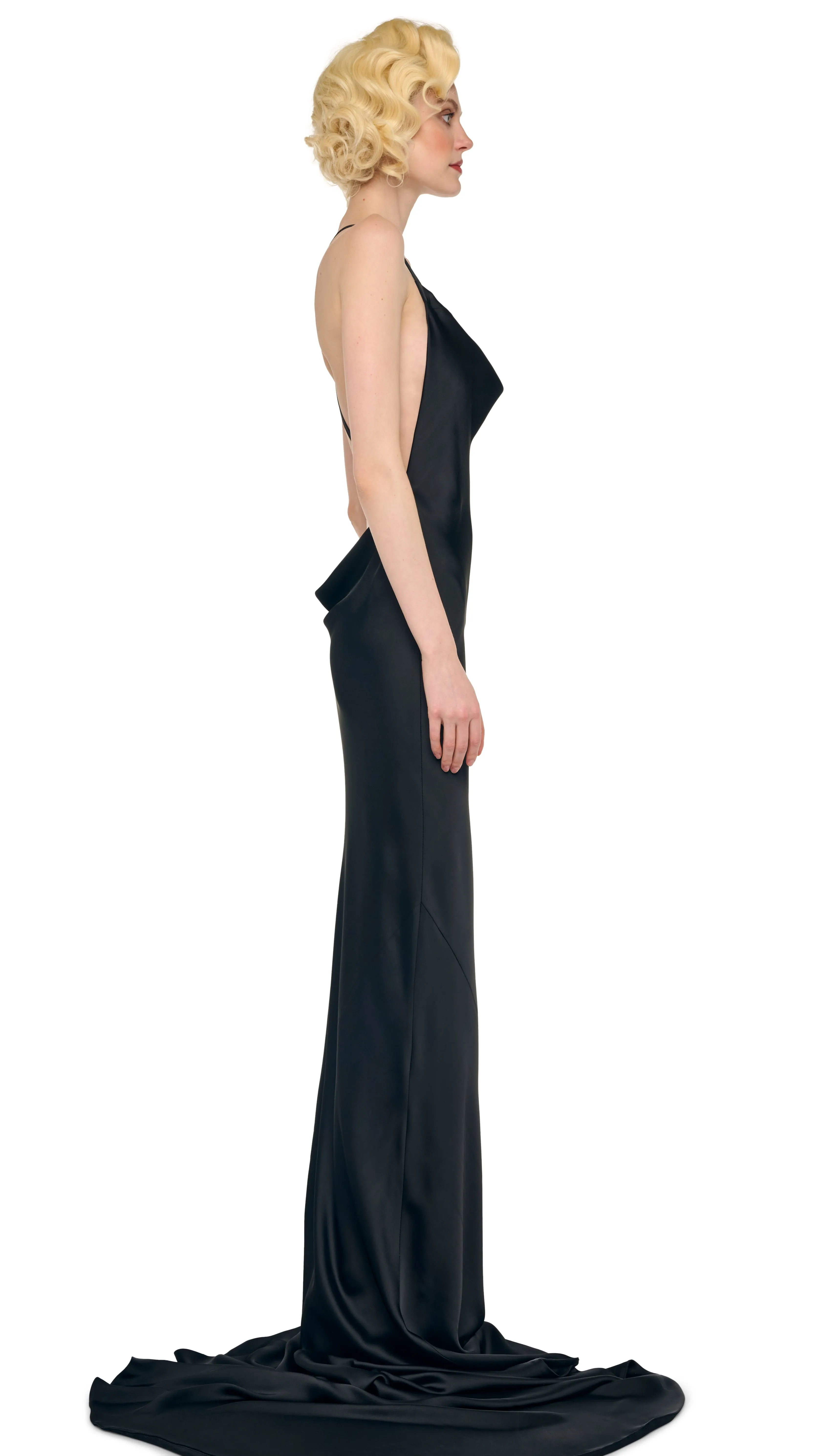 CROSS BACK BIAS GOWN W/ TRAIN sold by Norma Kamali product image thumbnail 4