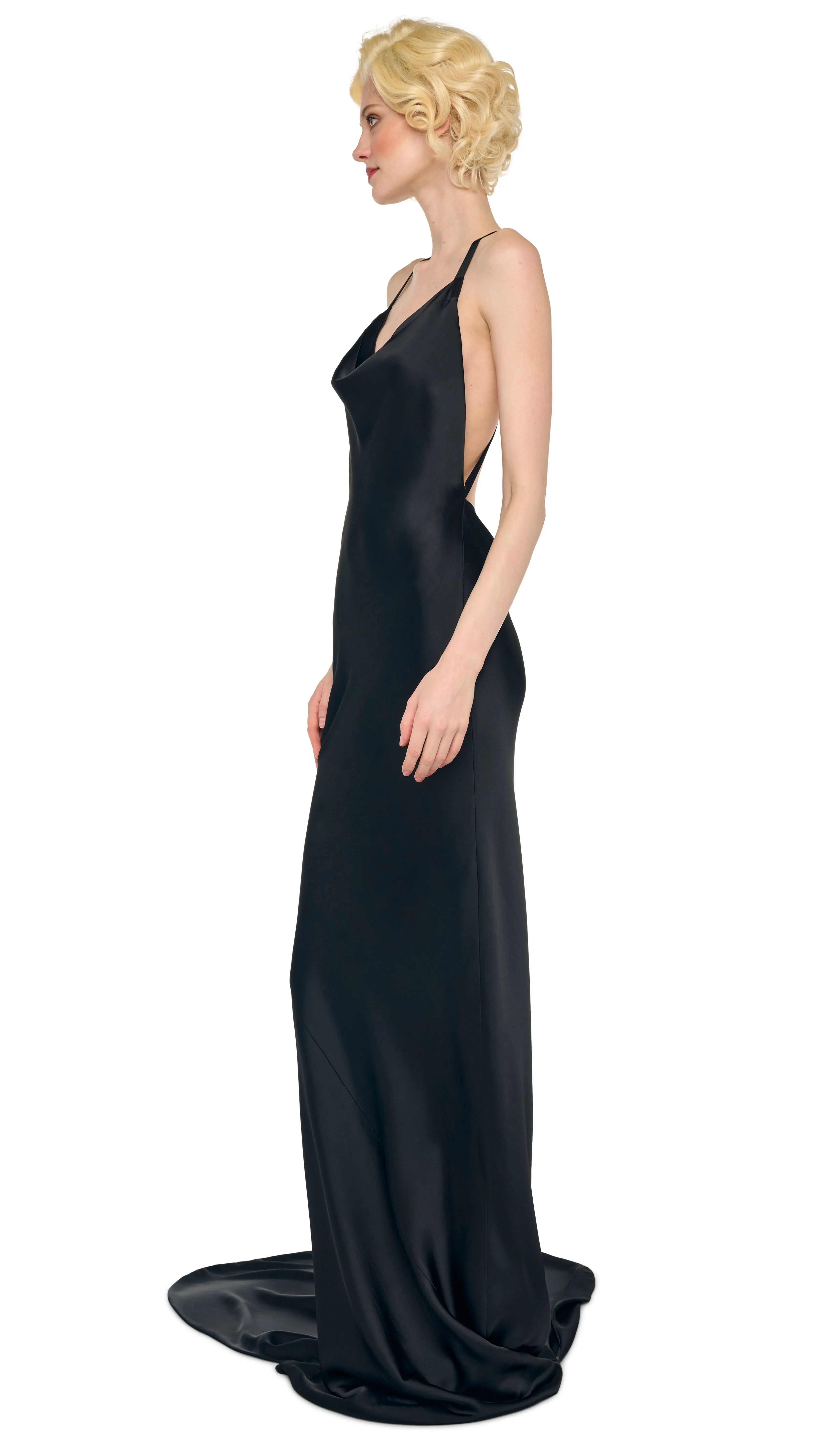 CROSS BACK BIAS GOWN W/ TRAIN sold by Norma Kamali product image thumbnail 2