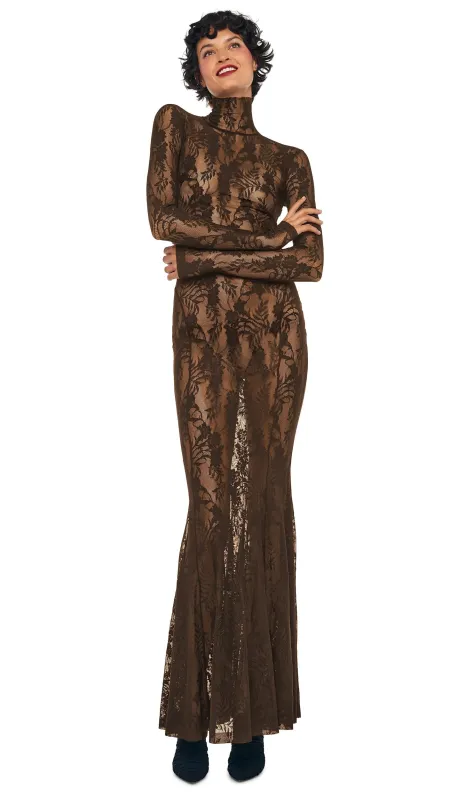 LONG SLEEVE TURTLE FISHTAIL GOWN sold by Norma Kamali