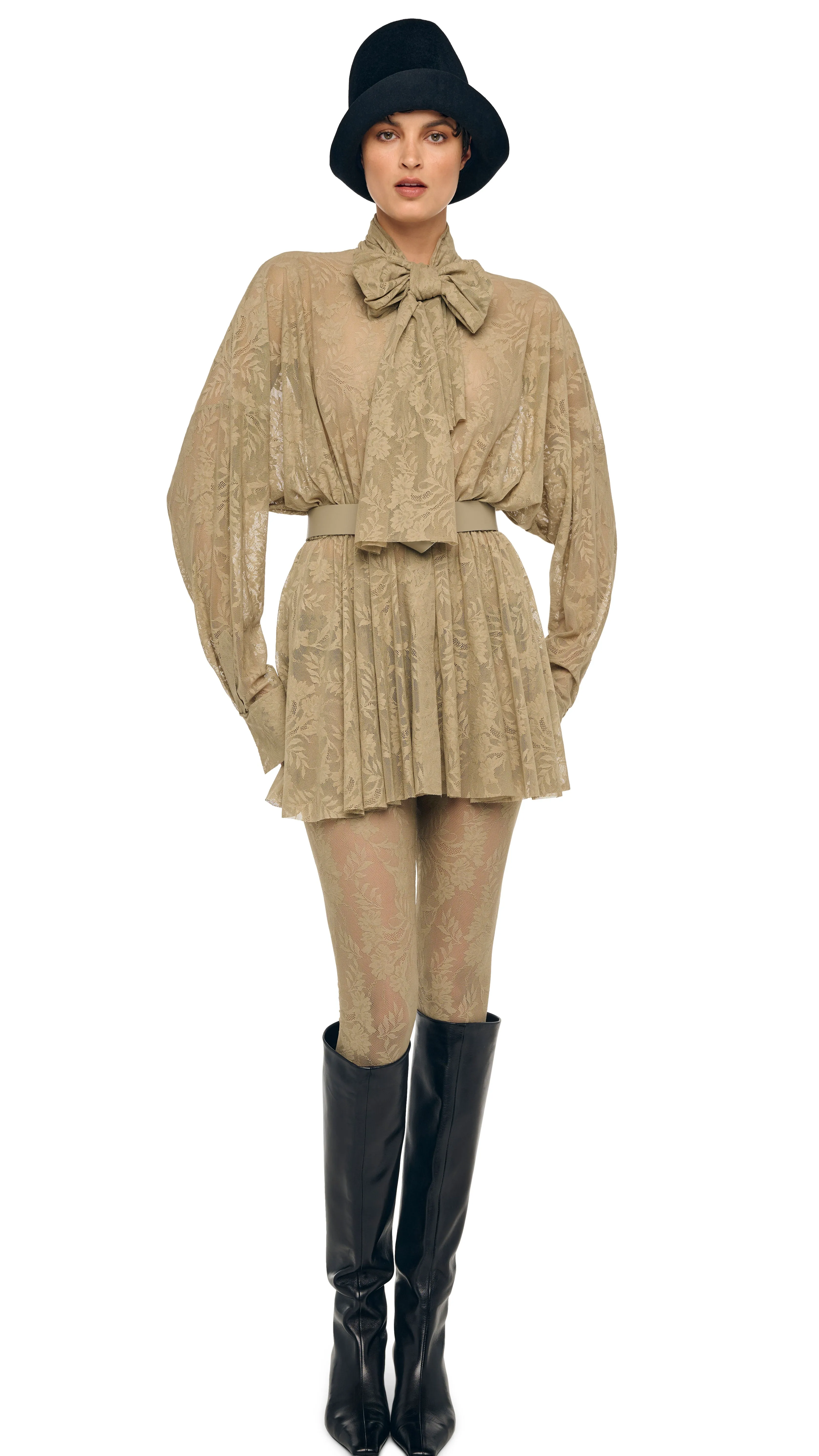 SUPER OS BF NK SHIRT FLARED MINI DRESS W/ BOW sold by Norma Kamali product image thumbnail 4