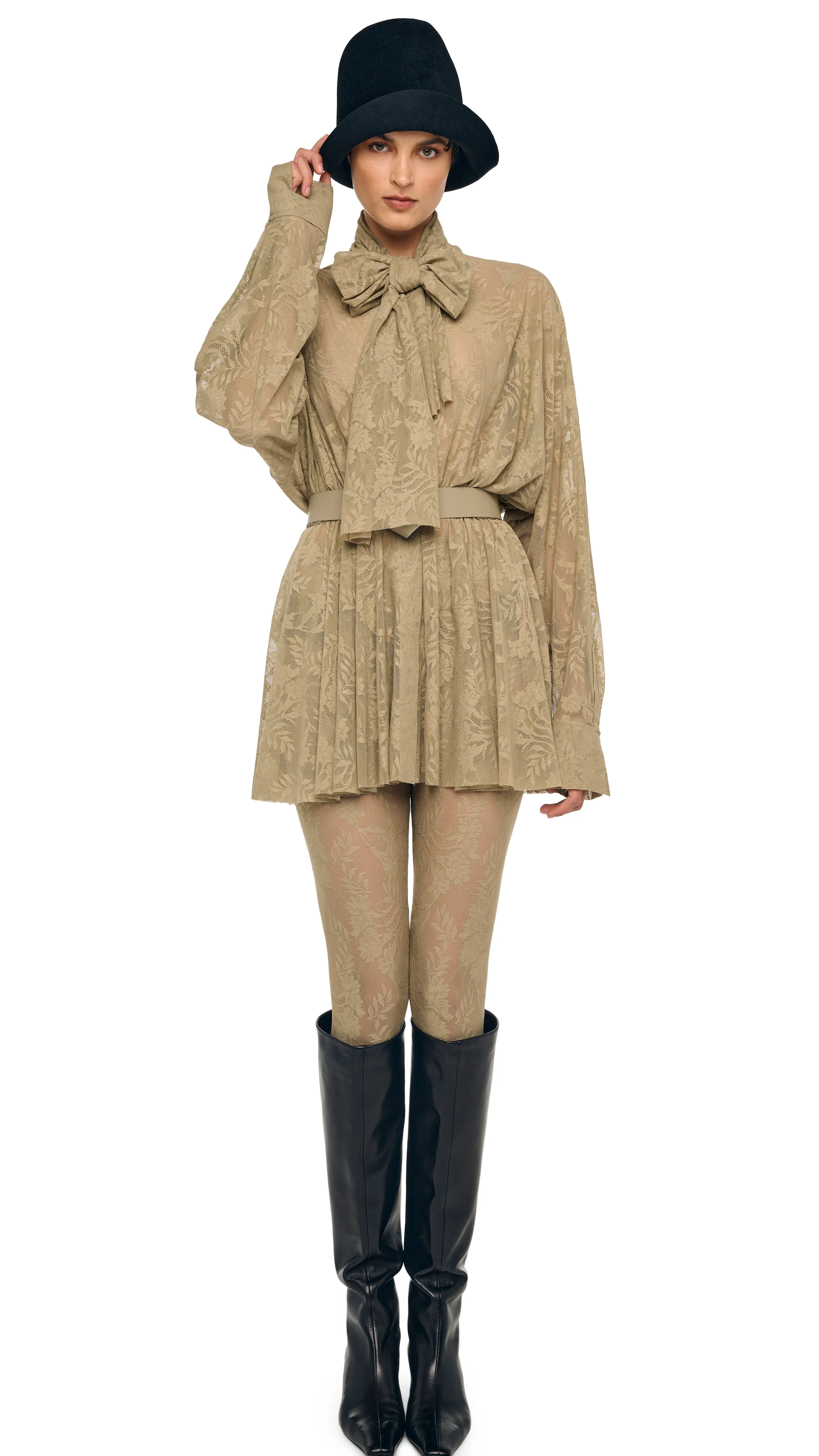 SUPER OS BF NK SHIRT FLARED MINI DRESS W/ BOW sold by Norma Kamali product image thumbnail 5