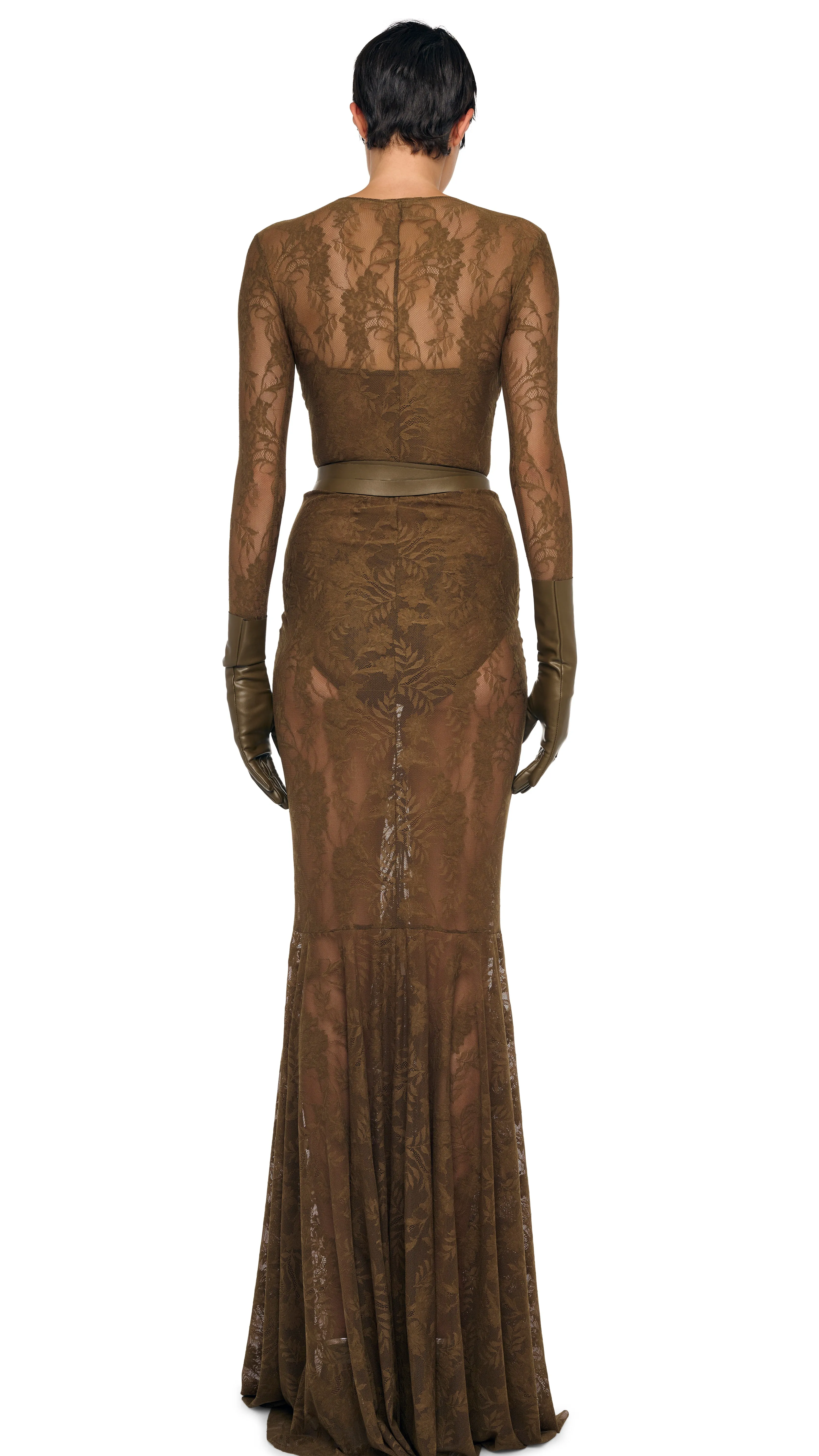 V NECK SHIRRED FRONT FISHTAIL GOWN sold by Norma Kamali product image thumbnail 3