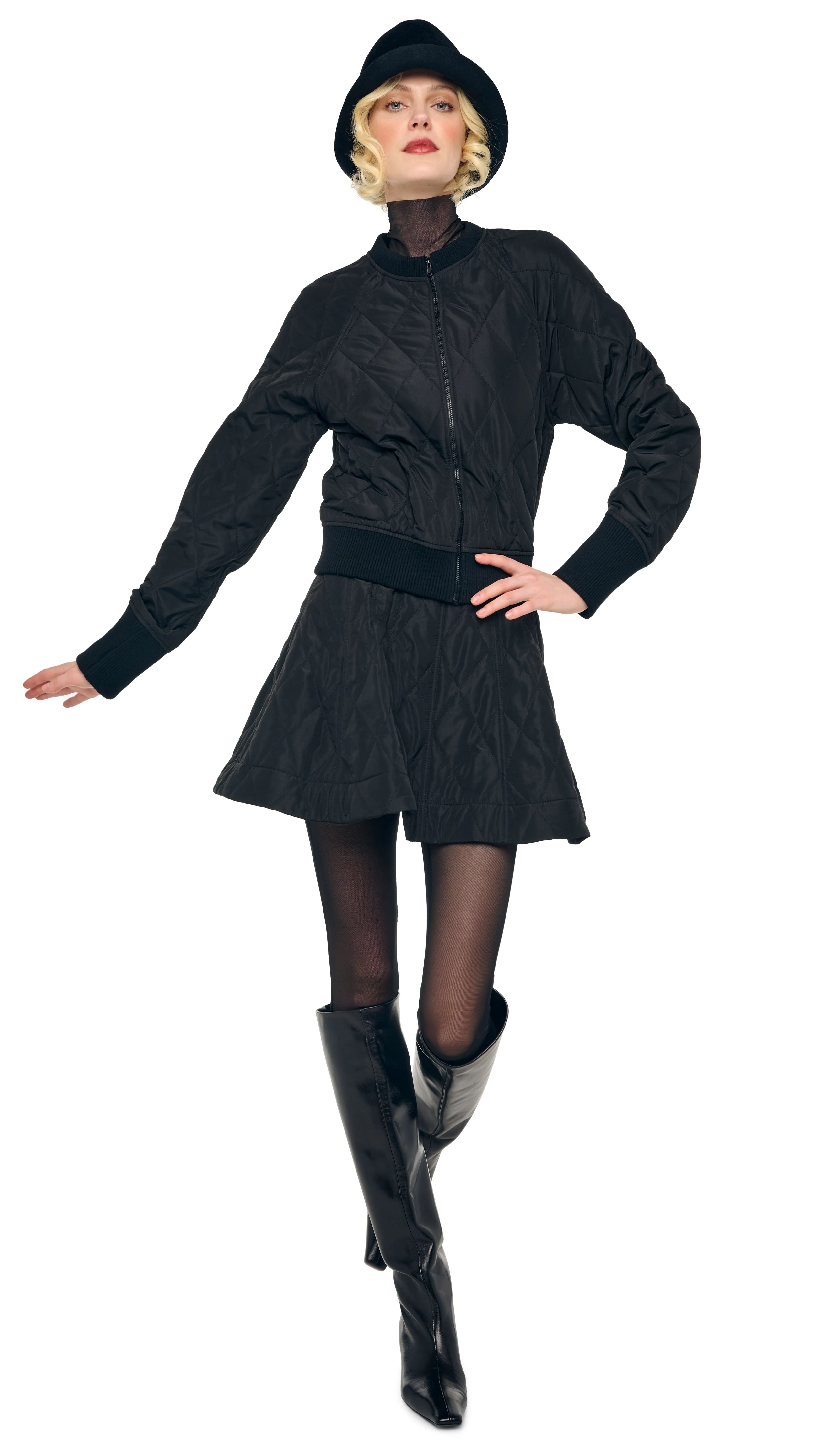 QUILTED SHORT BOMBER JACKET sold by Norma Kamali product image thumbnail 4