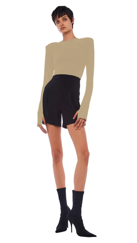 SHOULDER PAD LONG SLEEVE CREW TOP sold by Norma Kamali