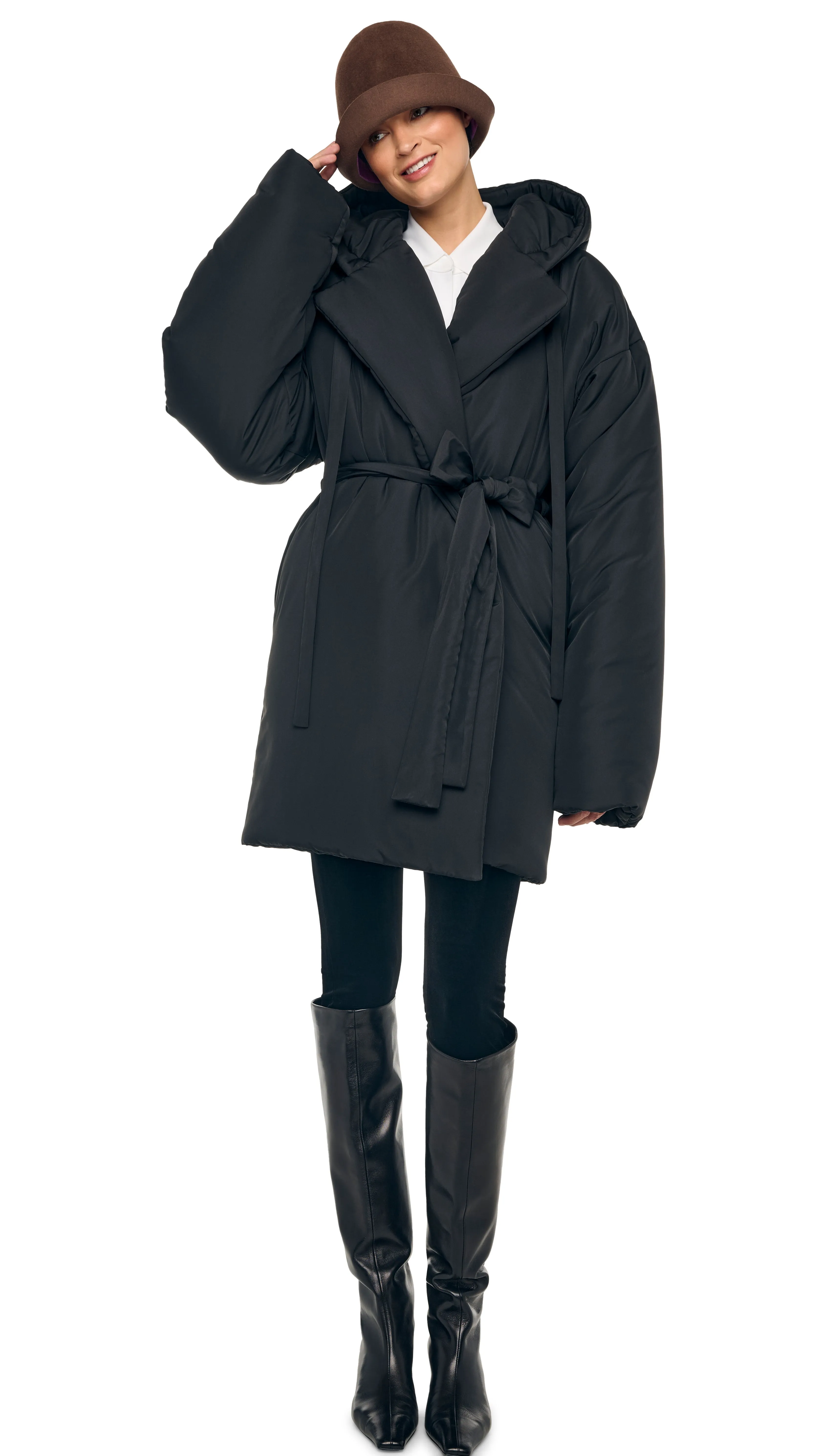 HOODED SLEEPING BAG COAT TO KNEE sold by Norma Kamali product image thumbnail 4