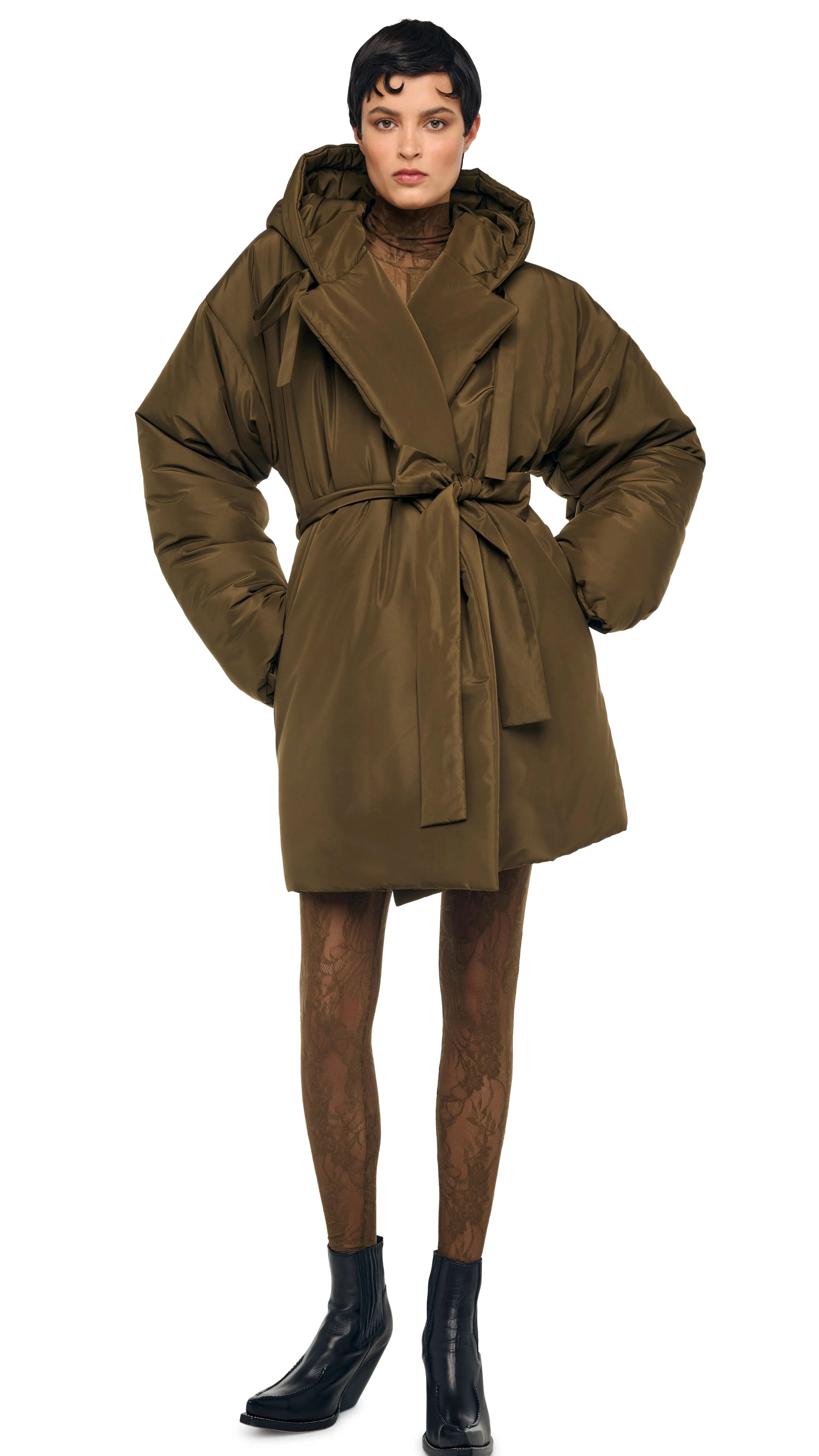 HOODED SLEEPING BAG COAT TO KNEE sold by Norma Kamali