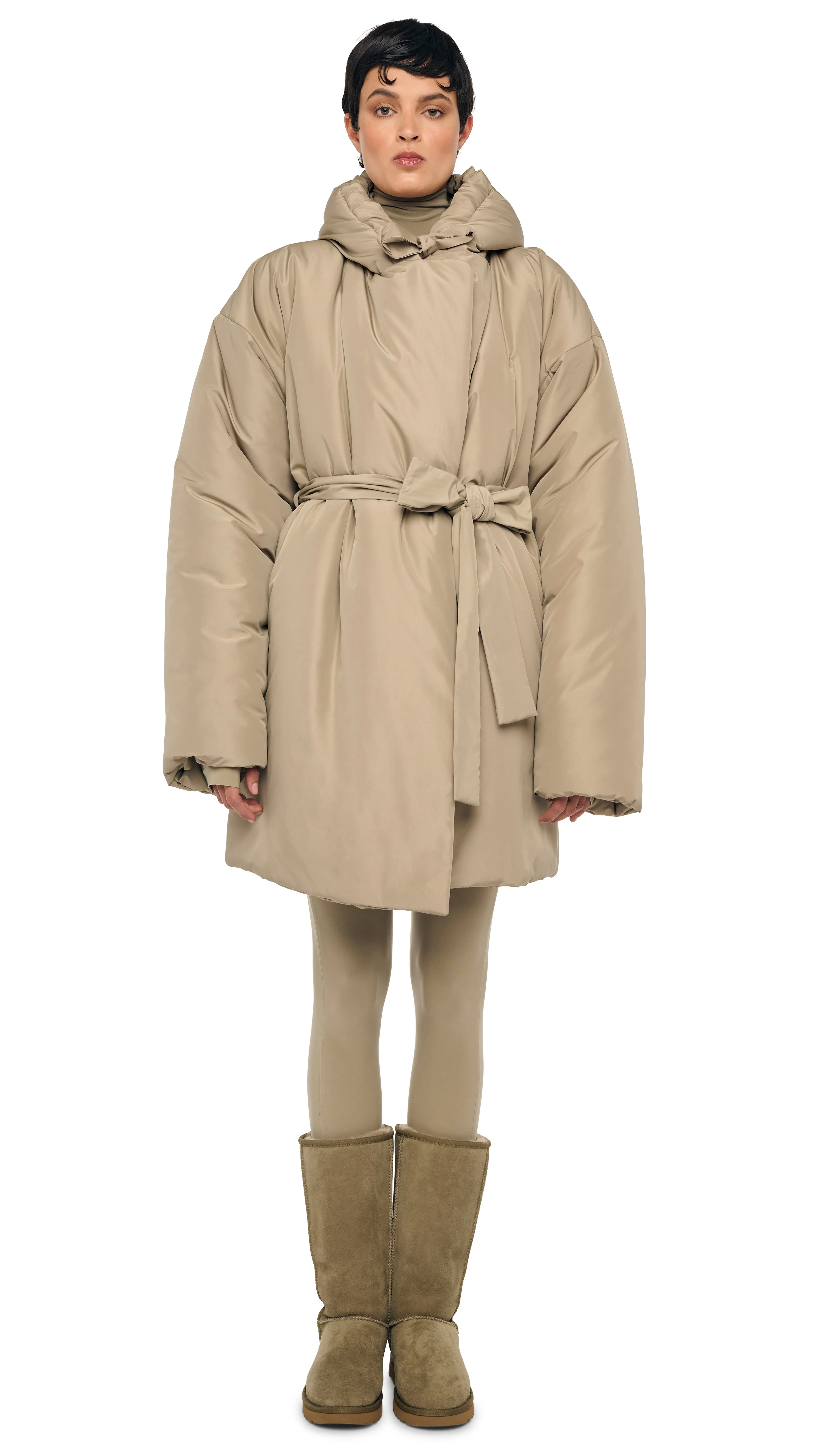 HOODED SLEEPING BAG COAT TO KNEE sold by Norma Kamali