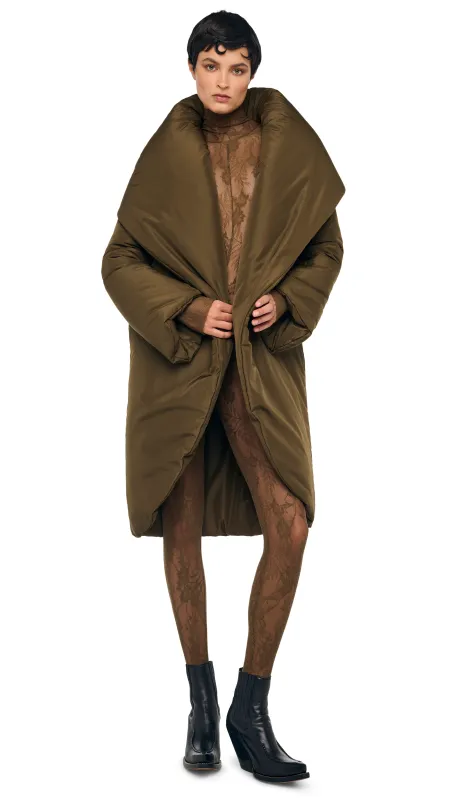 SHAWL COLLAR SLEEPING BAG COAT sold by Norma Kamali