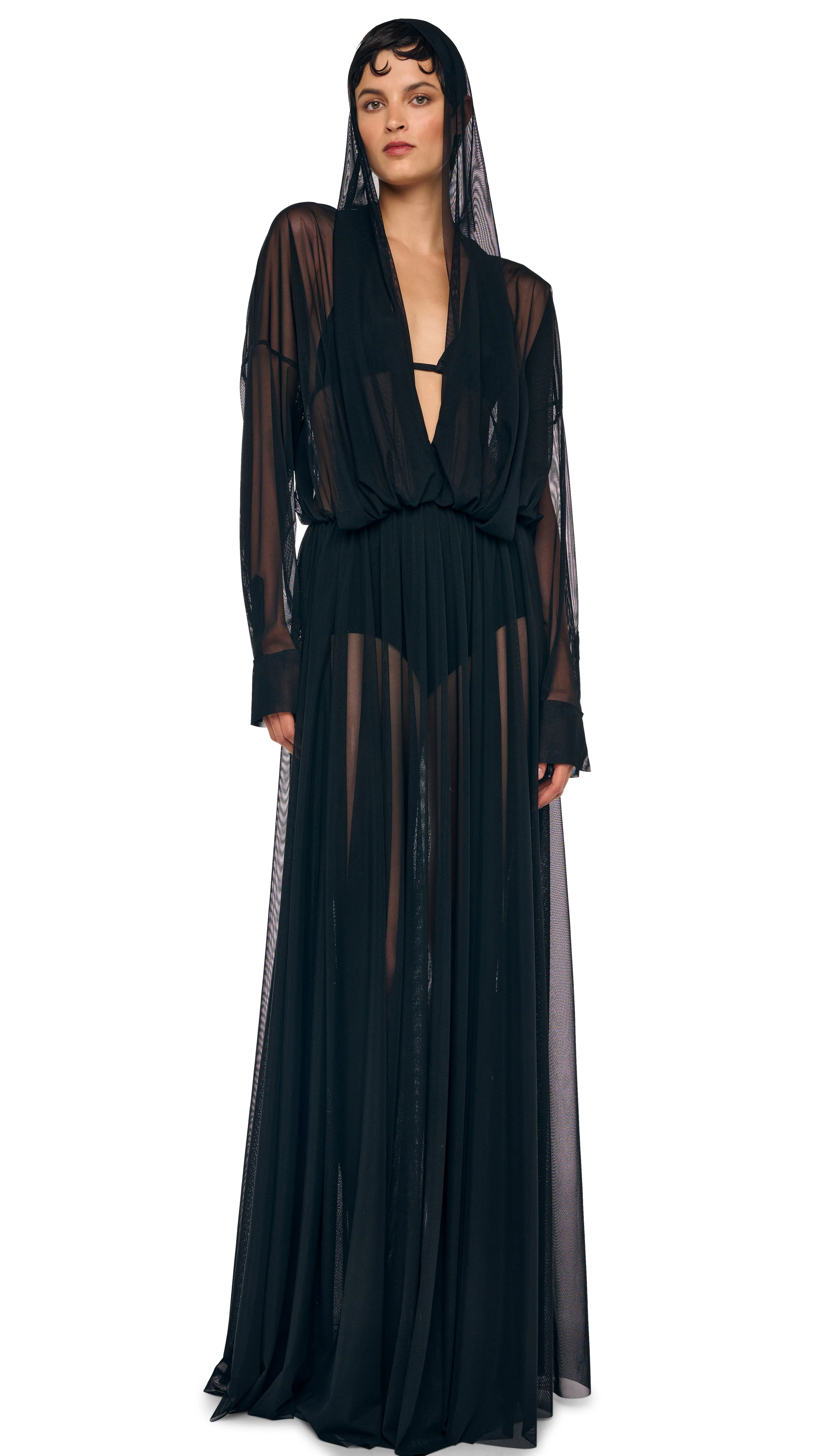 HOODED SUPER OS BF NK SHIRT FLARED GOWN sold by Norma Kamali