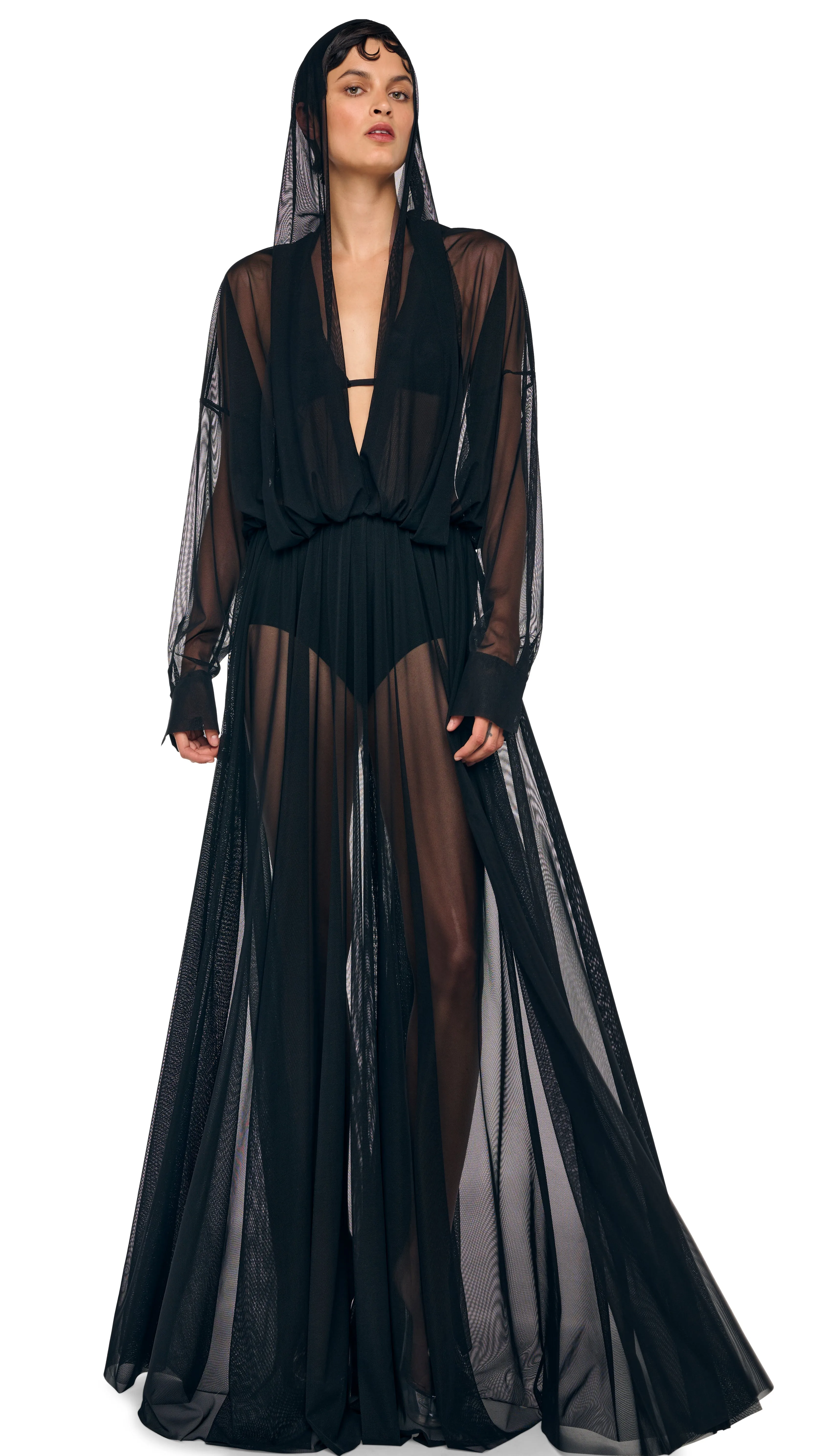 HOODED SUPER OS BF NK SHIRT FLARED GOWN sold by Norma Kamali product image thumbnail 3
