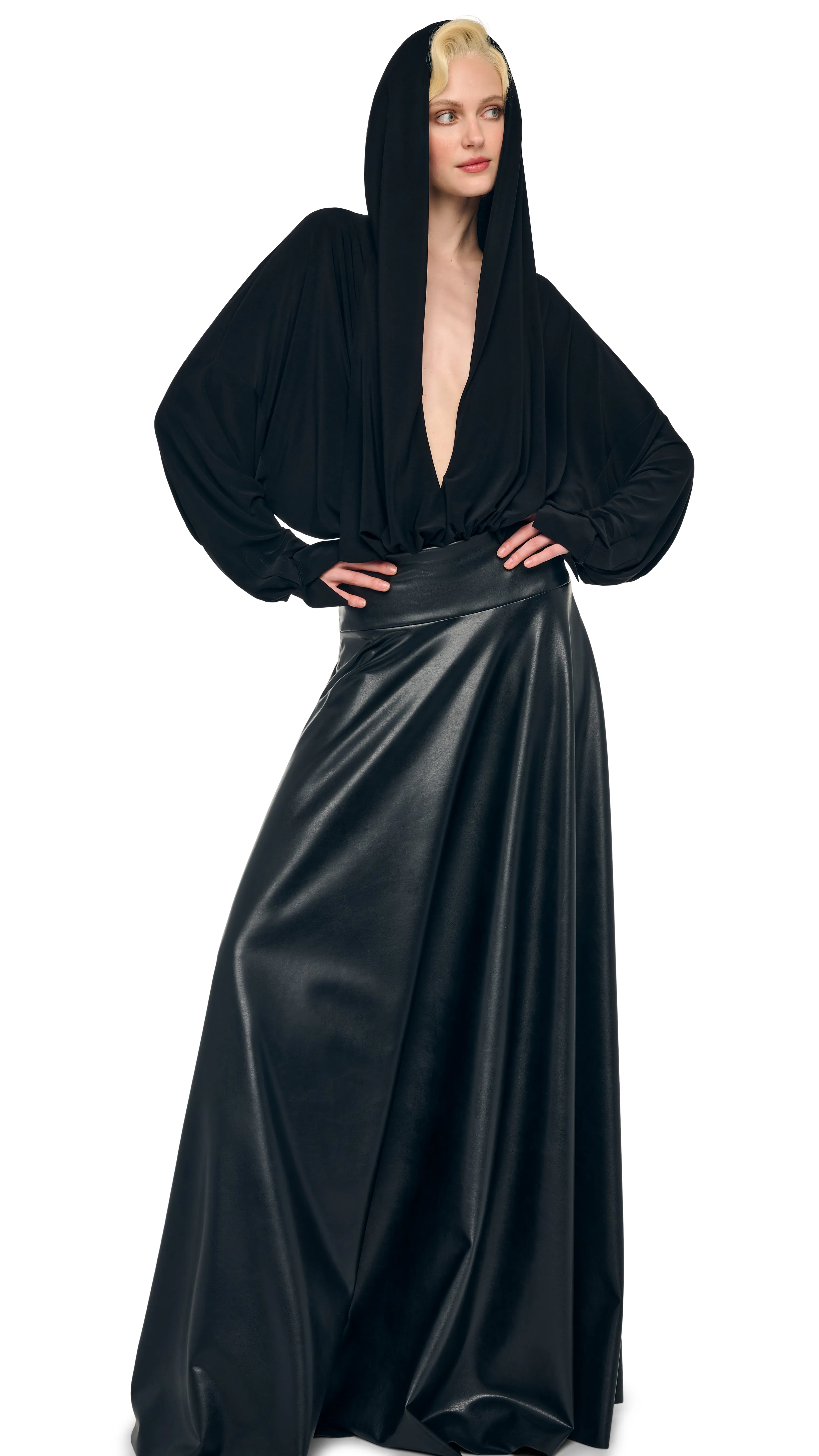 HOODED SUPER OS BF NK SHIRT BODYSUIT sold by Norma Kamali product image thumbnail 4