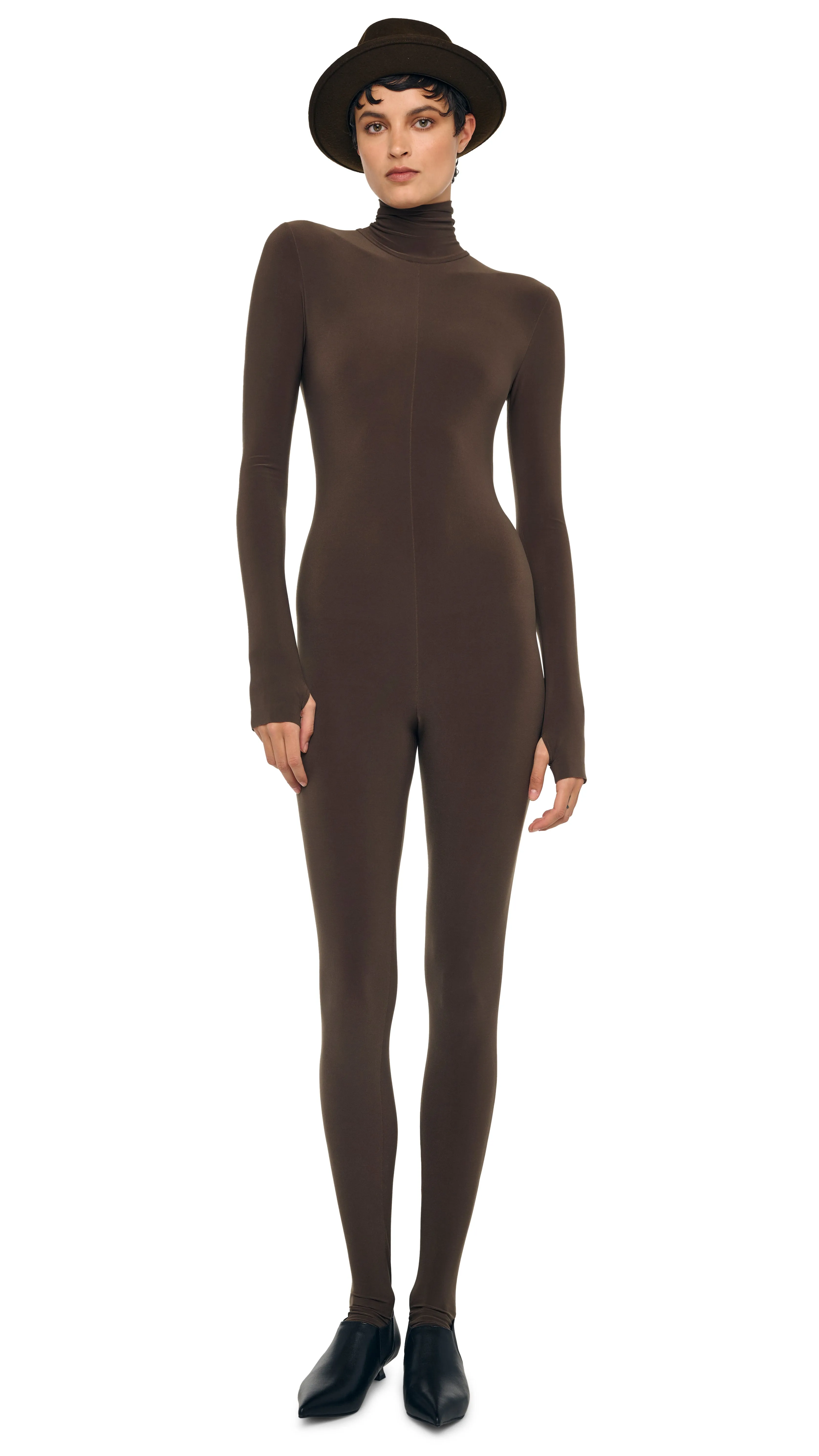 LONG SLEEVE TURTLE CATSUIT W/ FOOTIE sold by Norma Kamali