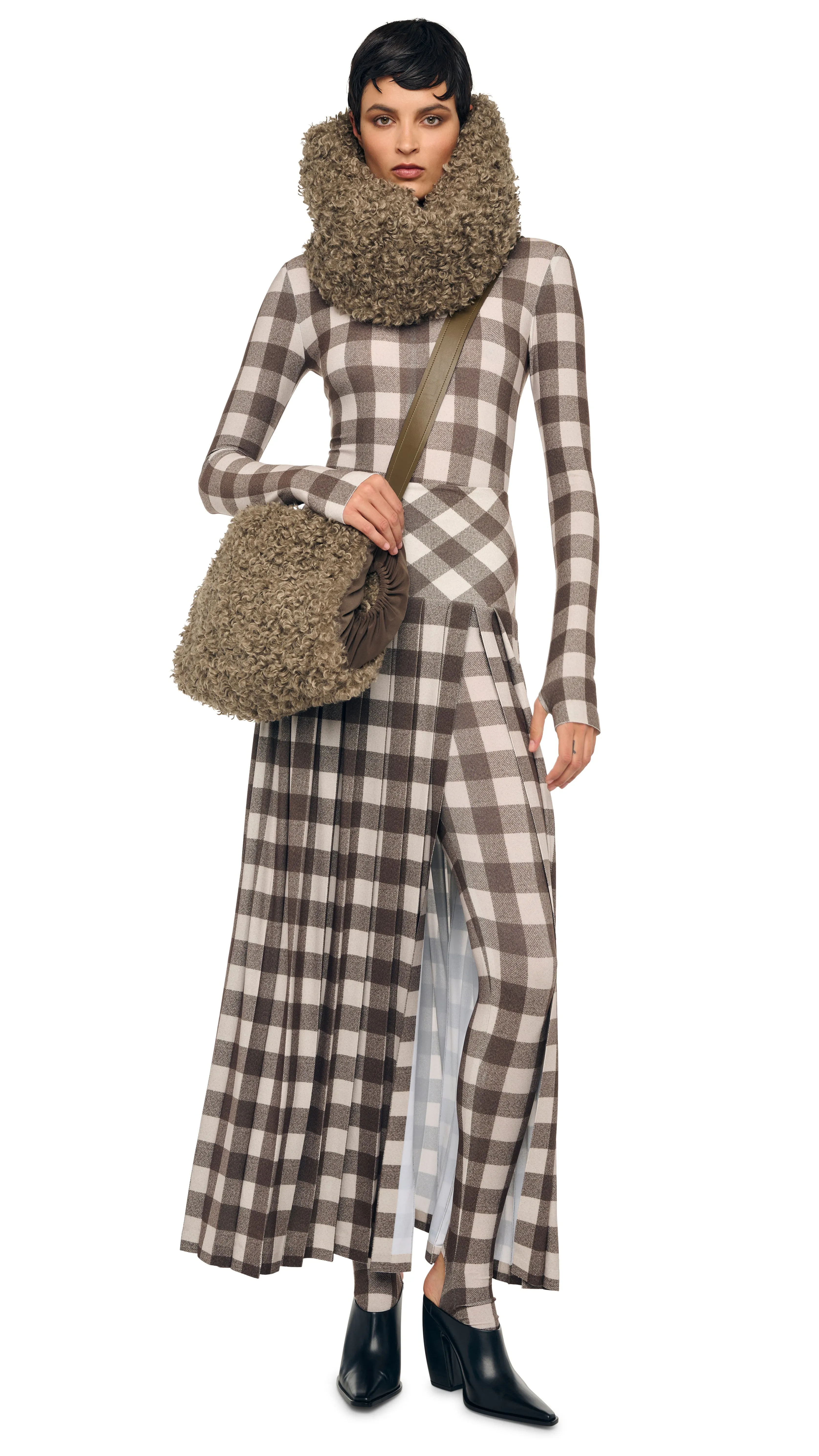 PLEATED LONG SKIRT W/ SLIT sold by Norma Kamali product image thumbnail 5