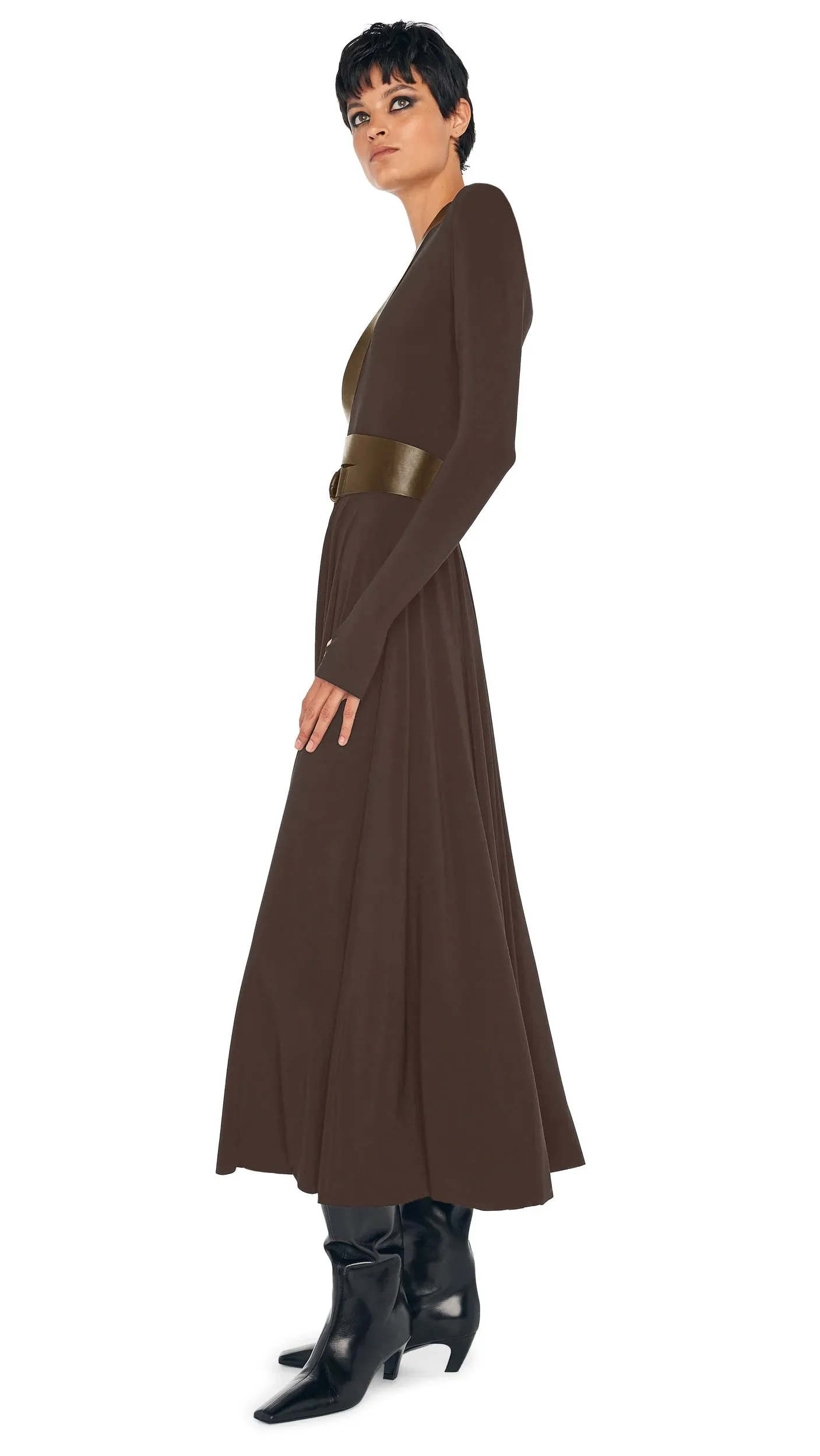 LONG SLEEVE FLARED DRESS sold by Norma Kamali product image thumbnail 2