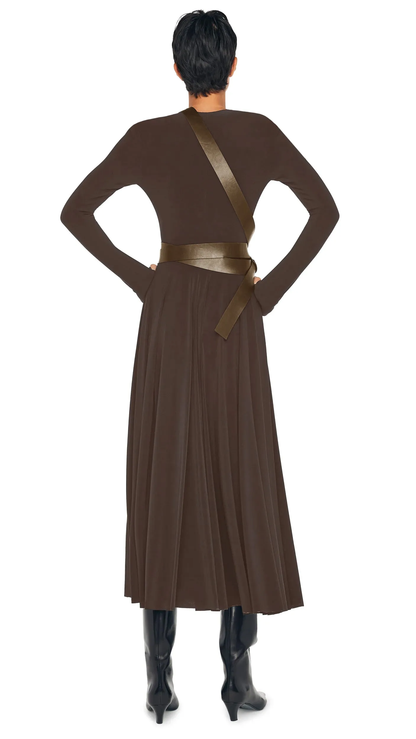 LONG SLEEVE FLARED DRESS sold by Norma Kamali product image thumbnail 3