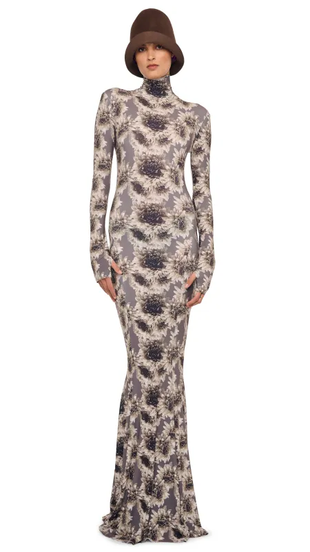 LONG SLEEVE TURTLE FISHTAIL GOWN sold by Norma Kamali