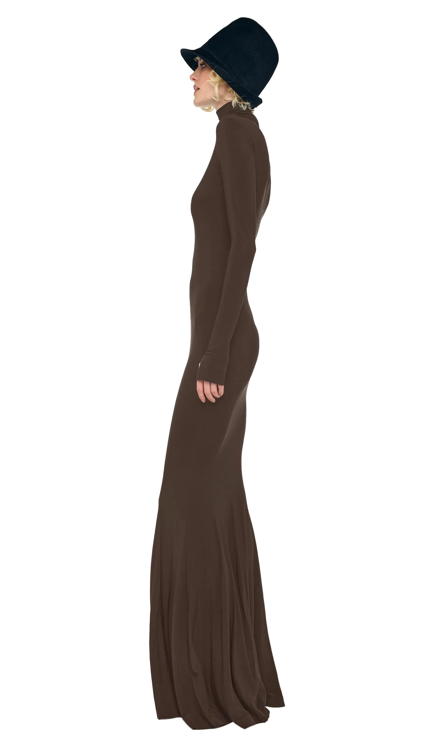 LONG SLEEVE TURTLE FISHTAIL GOWN sold by Norma Kamali product image thumbnail 2