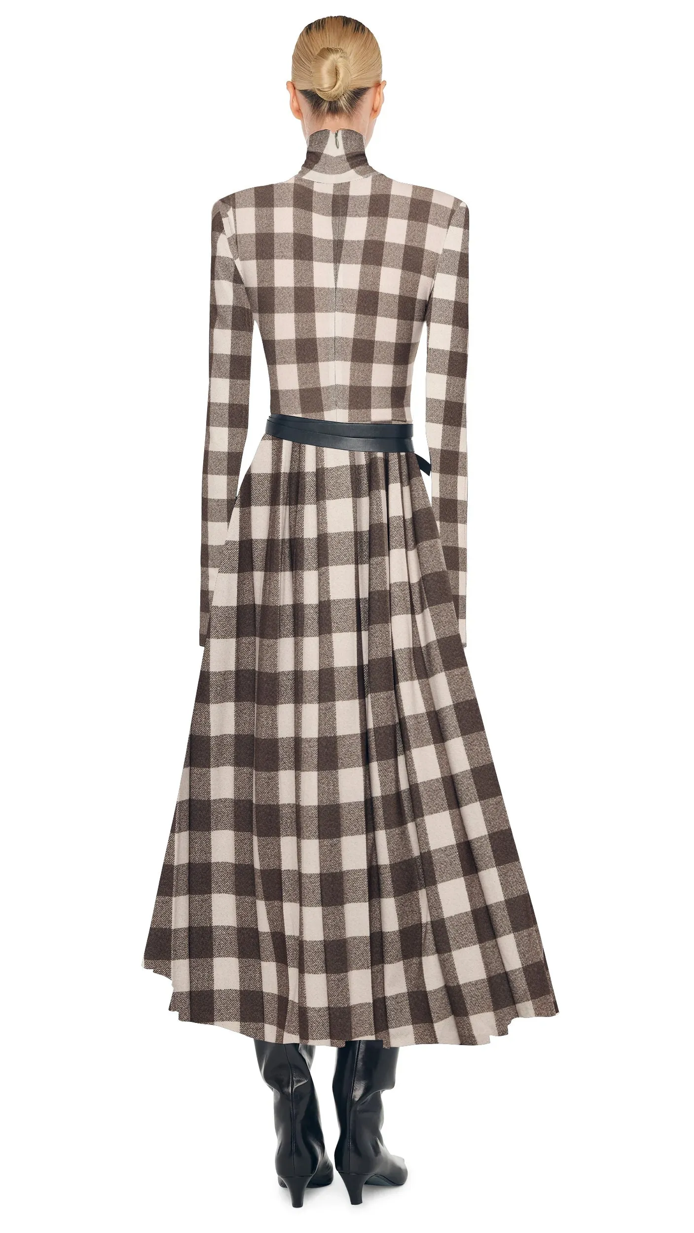 LS SHOULDER PAD TURTLE FLARED DRESS sold by Norma Kamali product image thumbnail 2