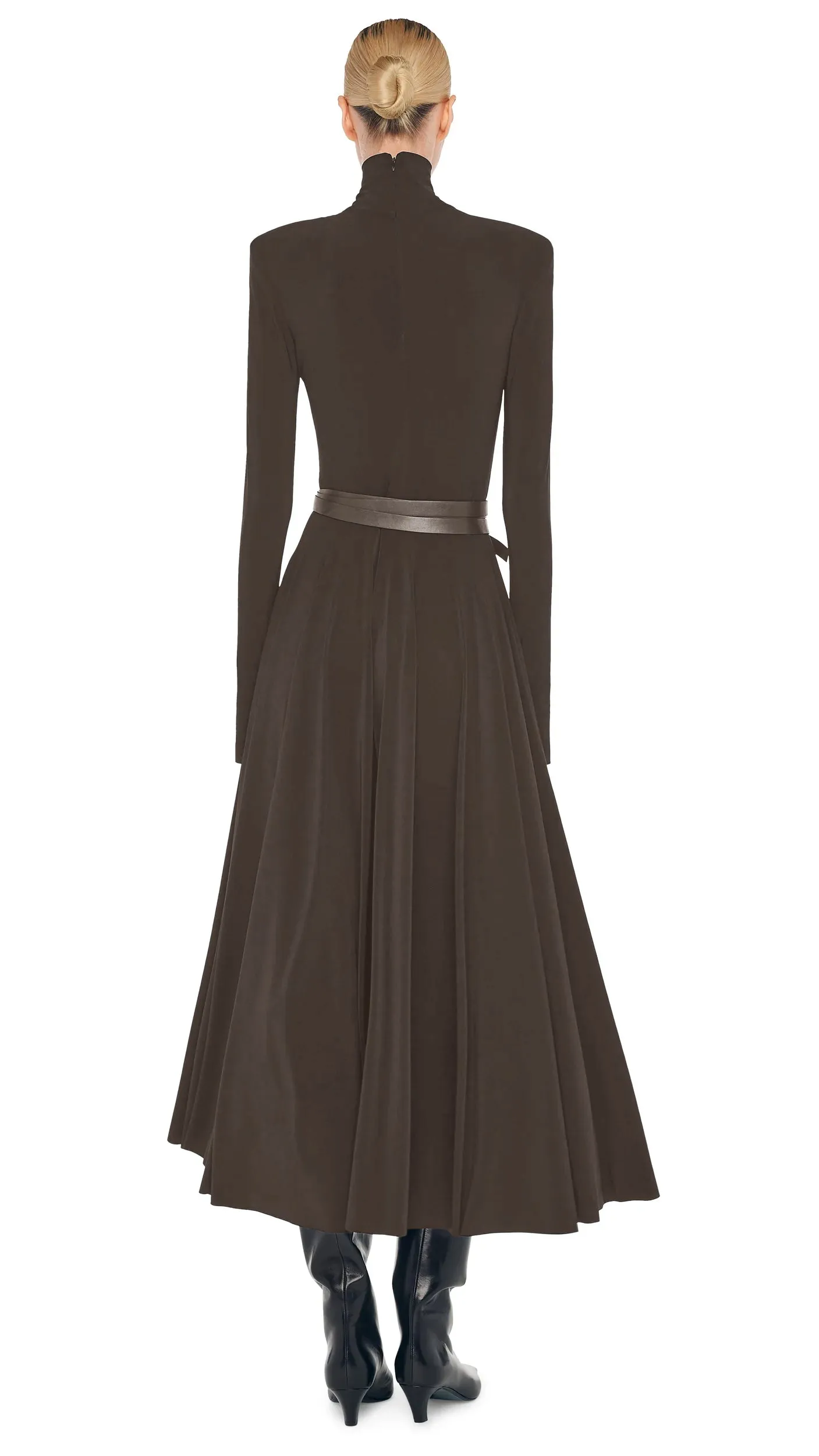 LS SHOULDER PAD TURTLE FLARED DRESS sold by Norma Kamali product image thumbnail 3