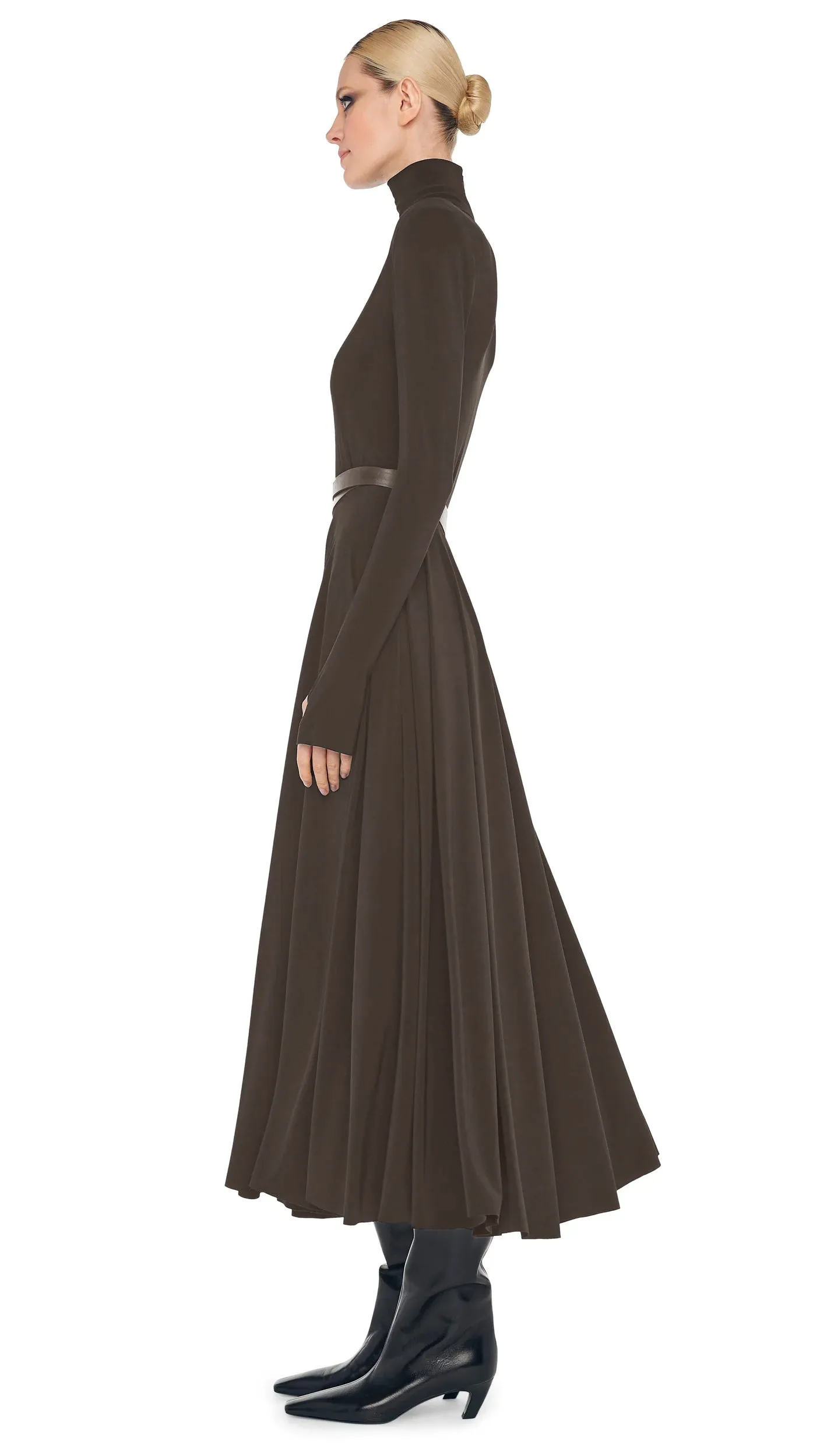 LS SHOULDER PAD TURTLE FLARED DRESS sold by Norma Kamali product image thumbnail 2