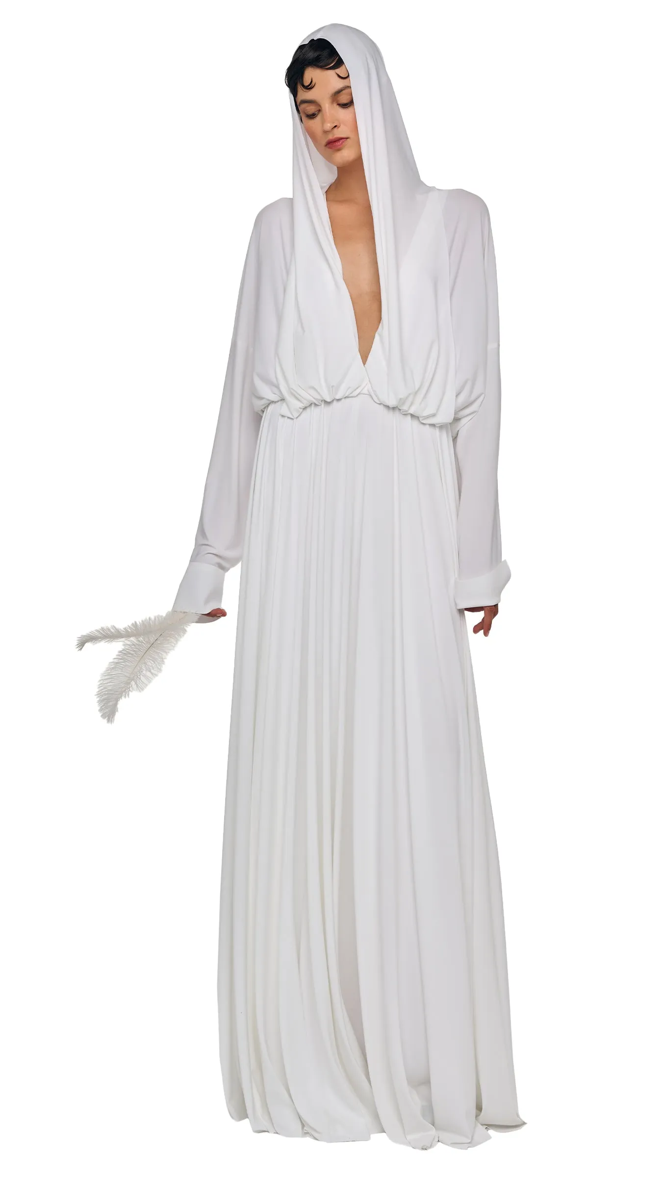 HOODED SUPER OS BF NK SHIRT FLARED GOWN sold by Norma Kamali